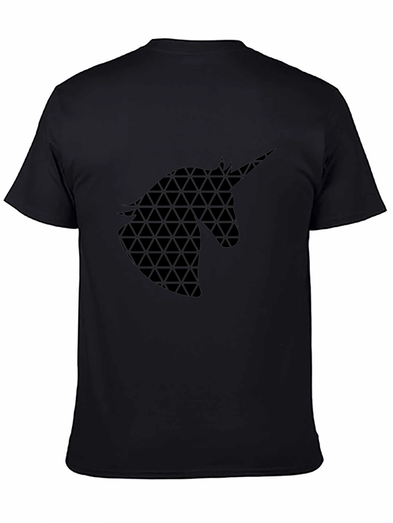 Black Geometric Unicorn Graphic Black T-Shirt view 4