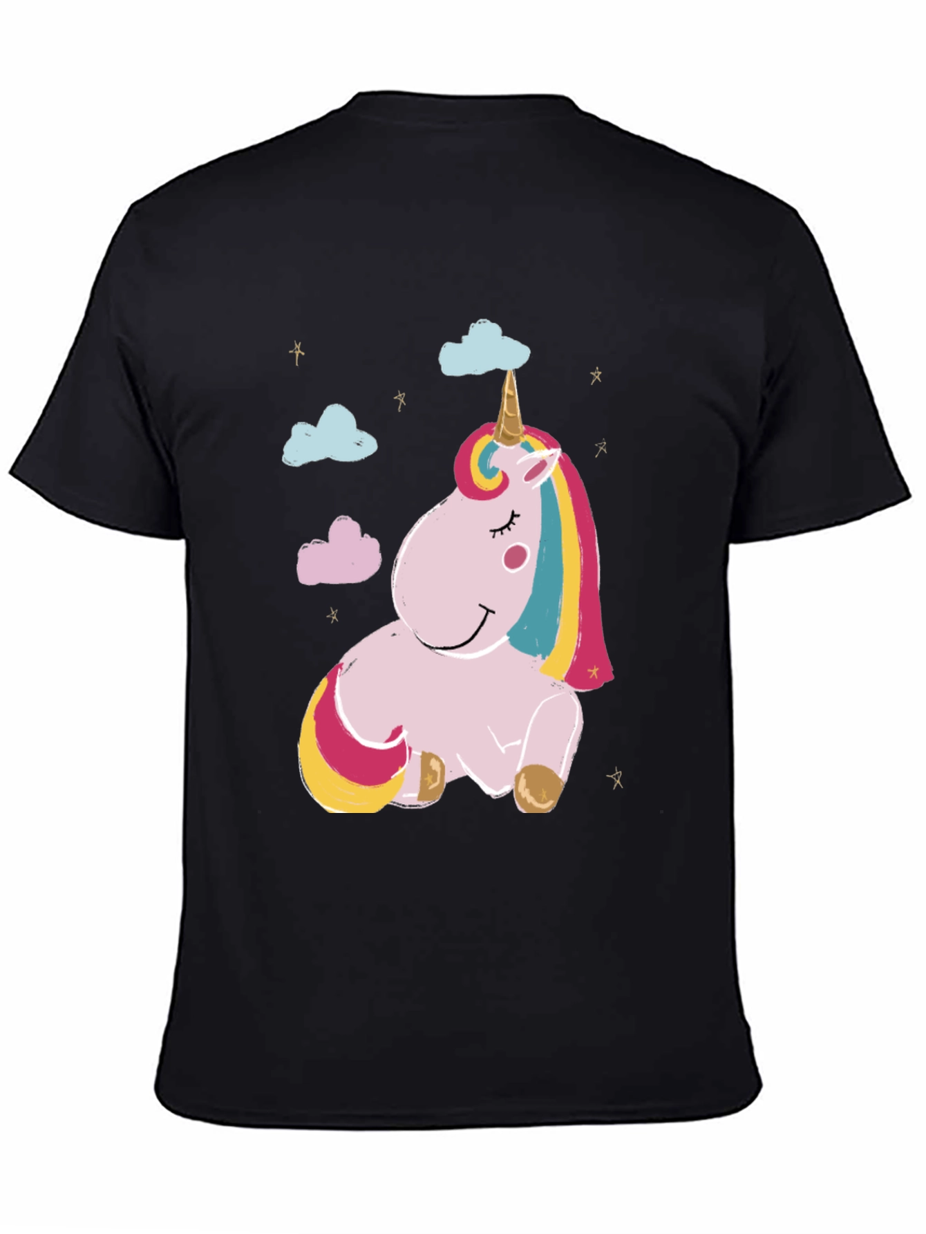 Black Unicorn Graphic Tee - Black Cotton Casual T-Shirt view 4