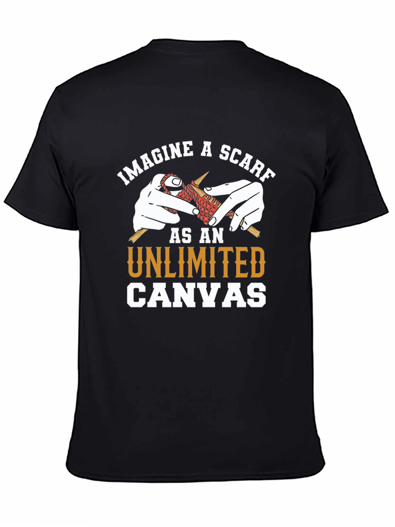 Black Imagine a Scarf T-Shirt: Unlimited Canvas Knit Design view 4