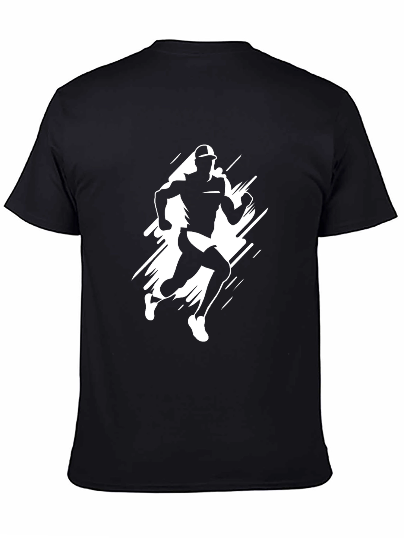 Black Runner Graphic Tee - Black Cotton T-Shirt view 4