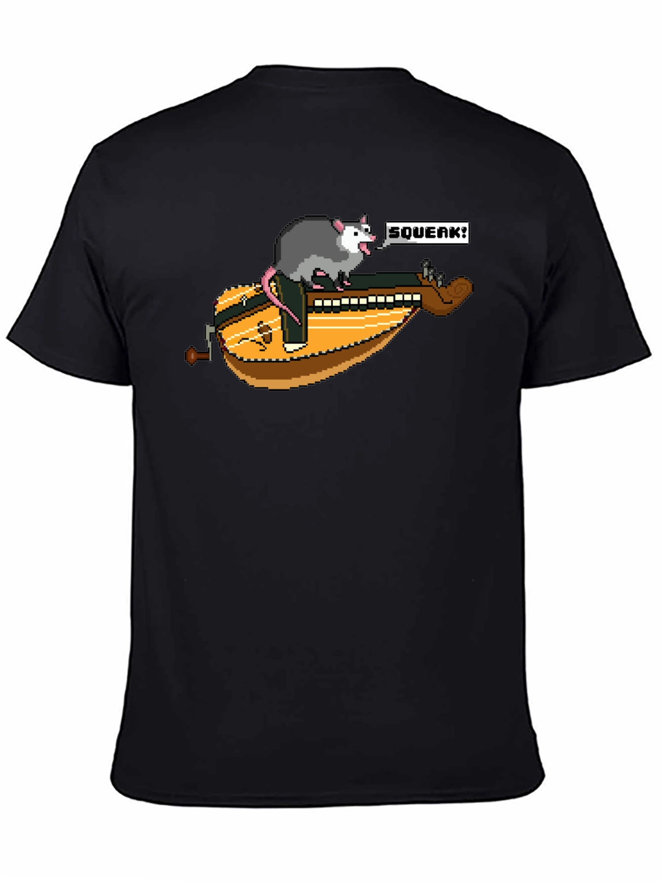 Black Opossum Hurdy-Gurdy Graphic T-Shirt view 4