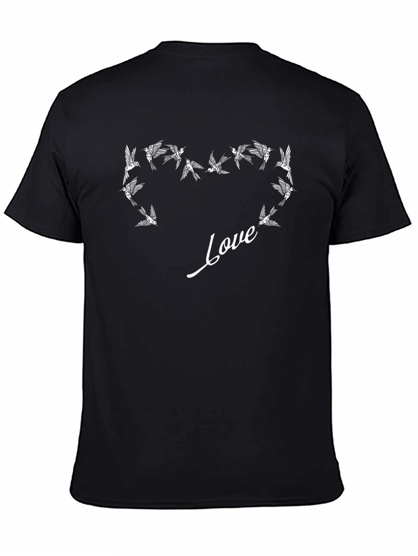 Black Love Birds Graphic Tee - Black Cotton T-Shirt view 4
