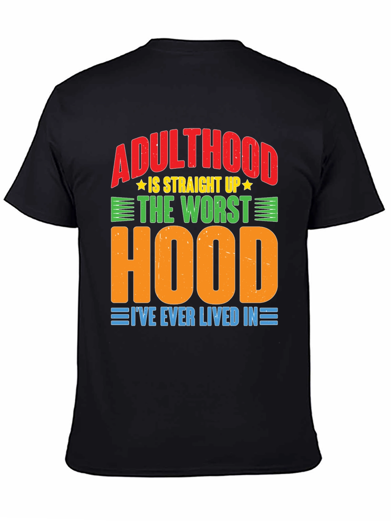 Black Adulthood Worst Hood Graphic T-Shirt view 4