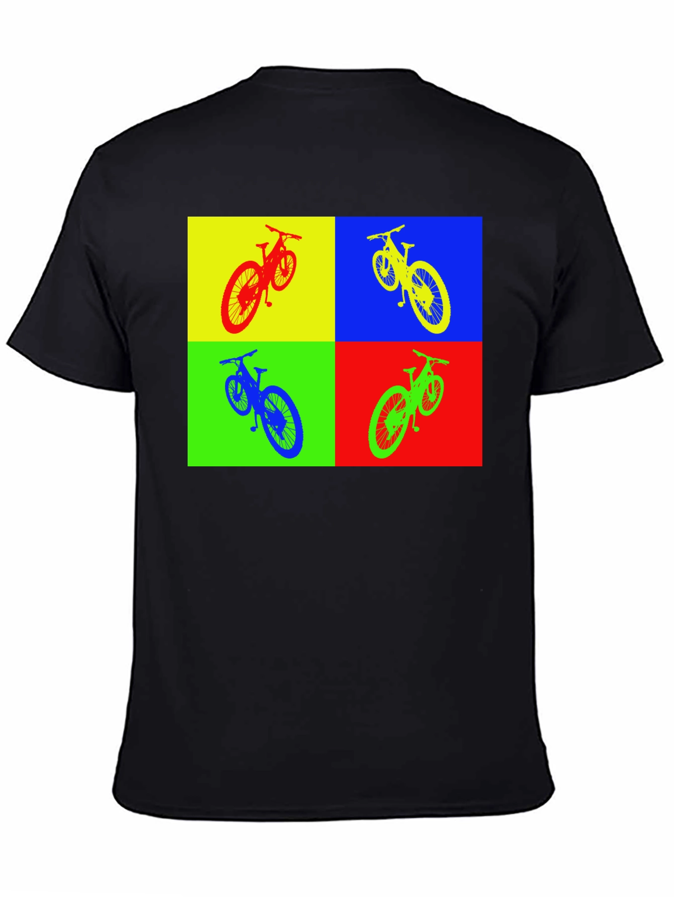 Black Pop Art Bike T-Shirt - Colorful Cycling Tee view 4