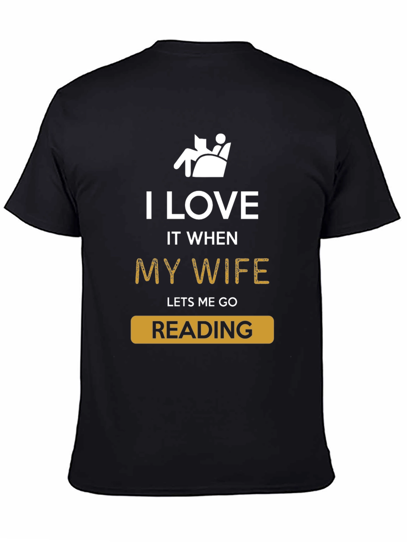 Black Funny Reading T-Shirt - I Love My Wife view 4