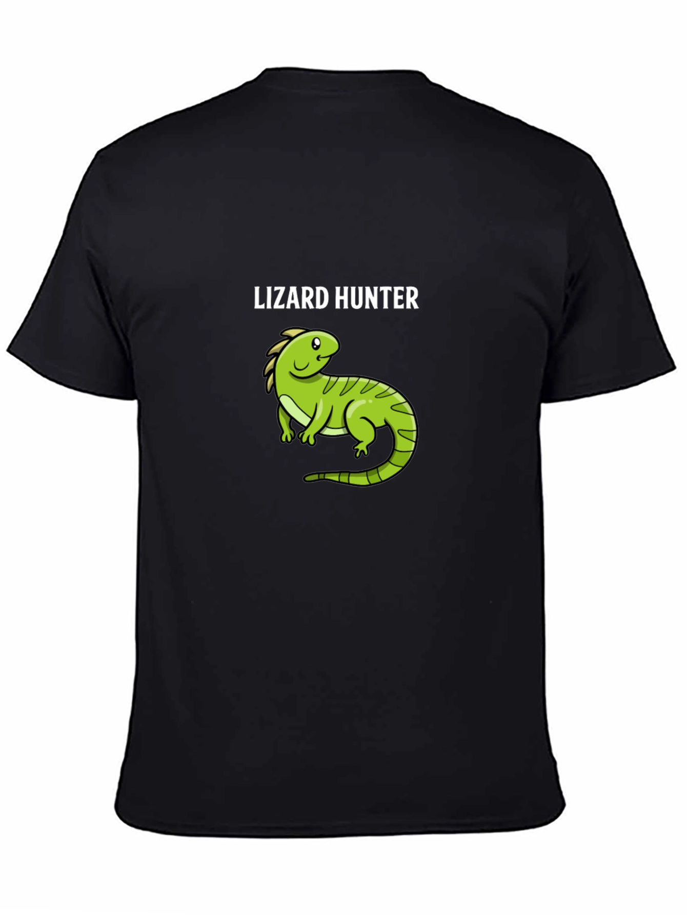 Black Lizard Hunter Graphic T-Shirt - Black Cotton Tee view 4