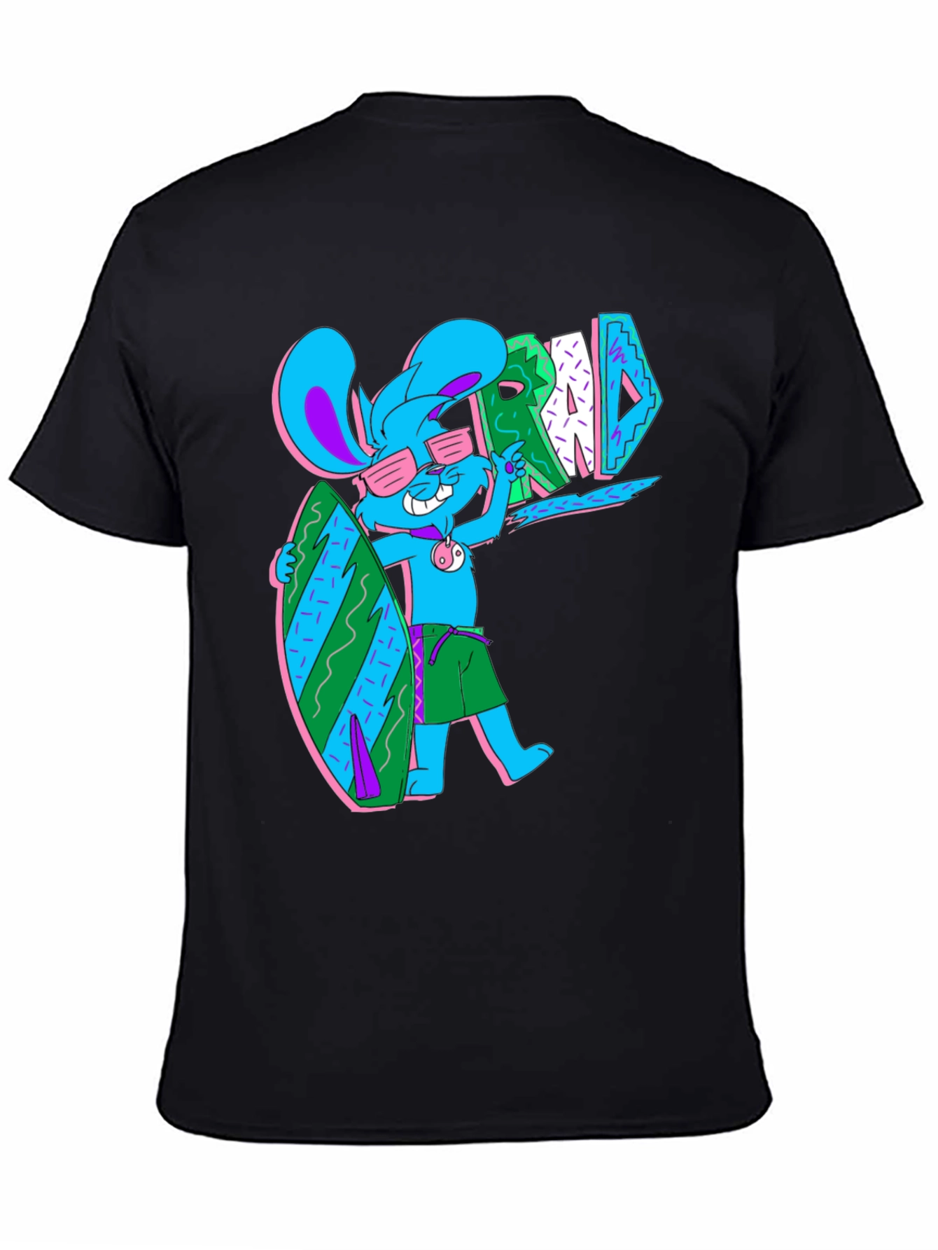Black Surf Bunny T-Shirt - Rad Summer Vibes view 4