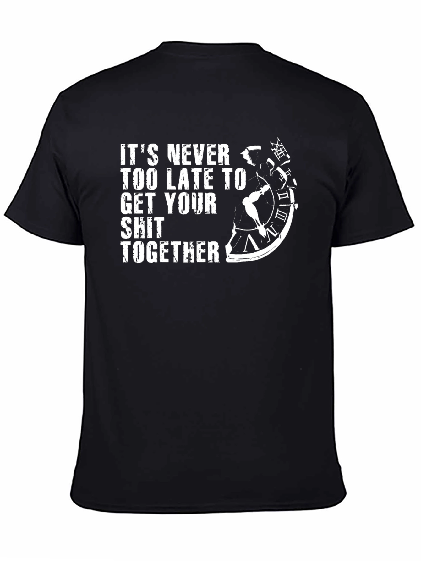 Black Funny Graphic T-Shirt - Get Your Shit Together Clock view 4