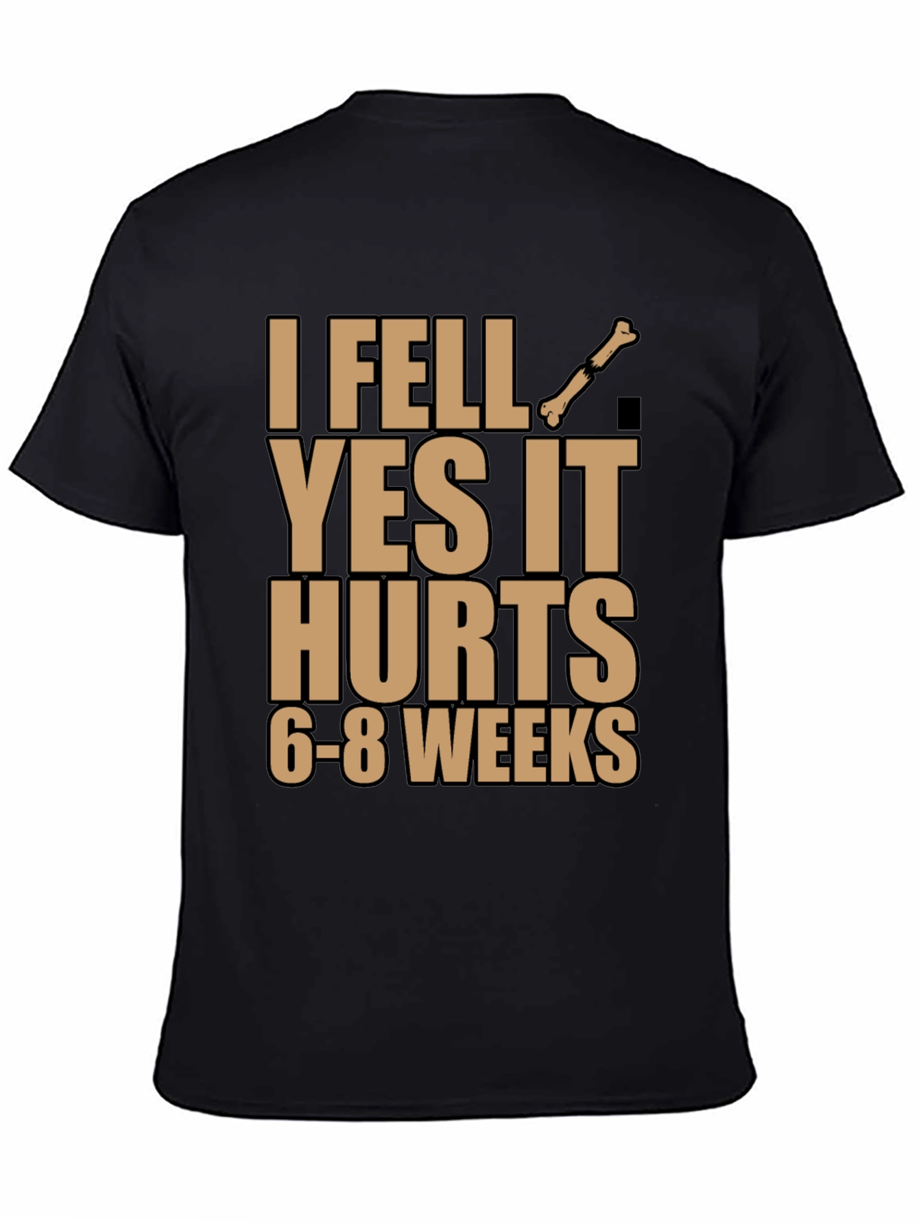 Black I Fell Bone Humor Black T-Shirt view 4