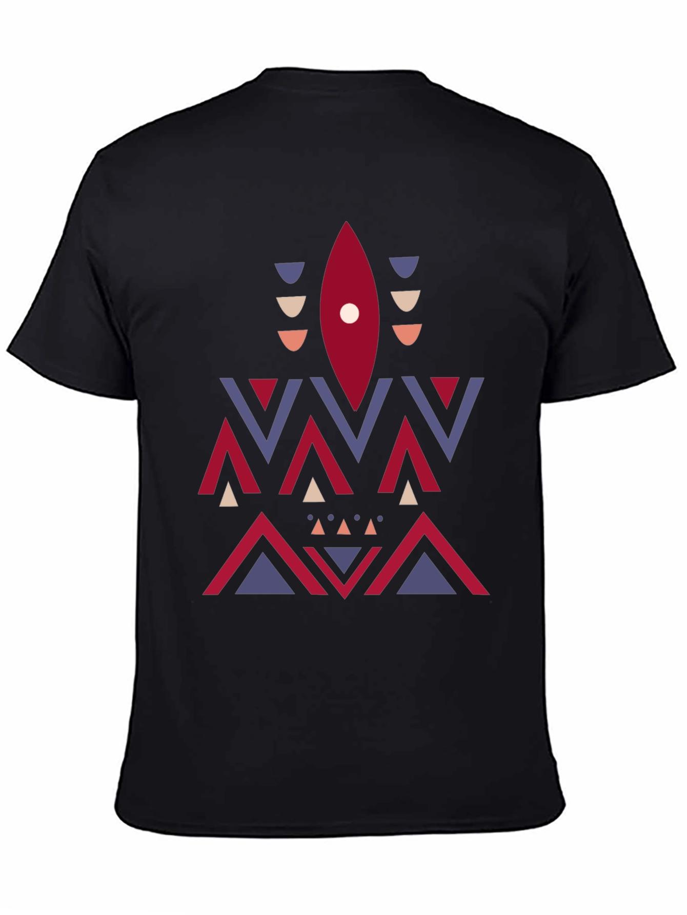 Black Geometric Aztec Print Tee - Stylish Men's Black T-Shirt view 4