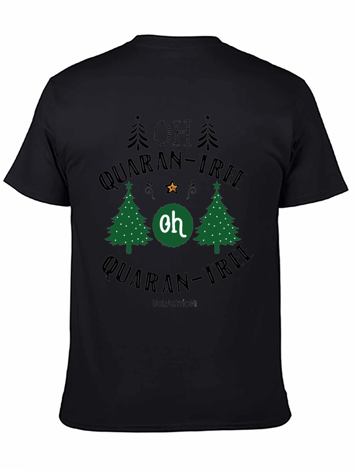 Black Oh Quaran-Tree Black Cotton T-Shirt view 4