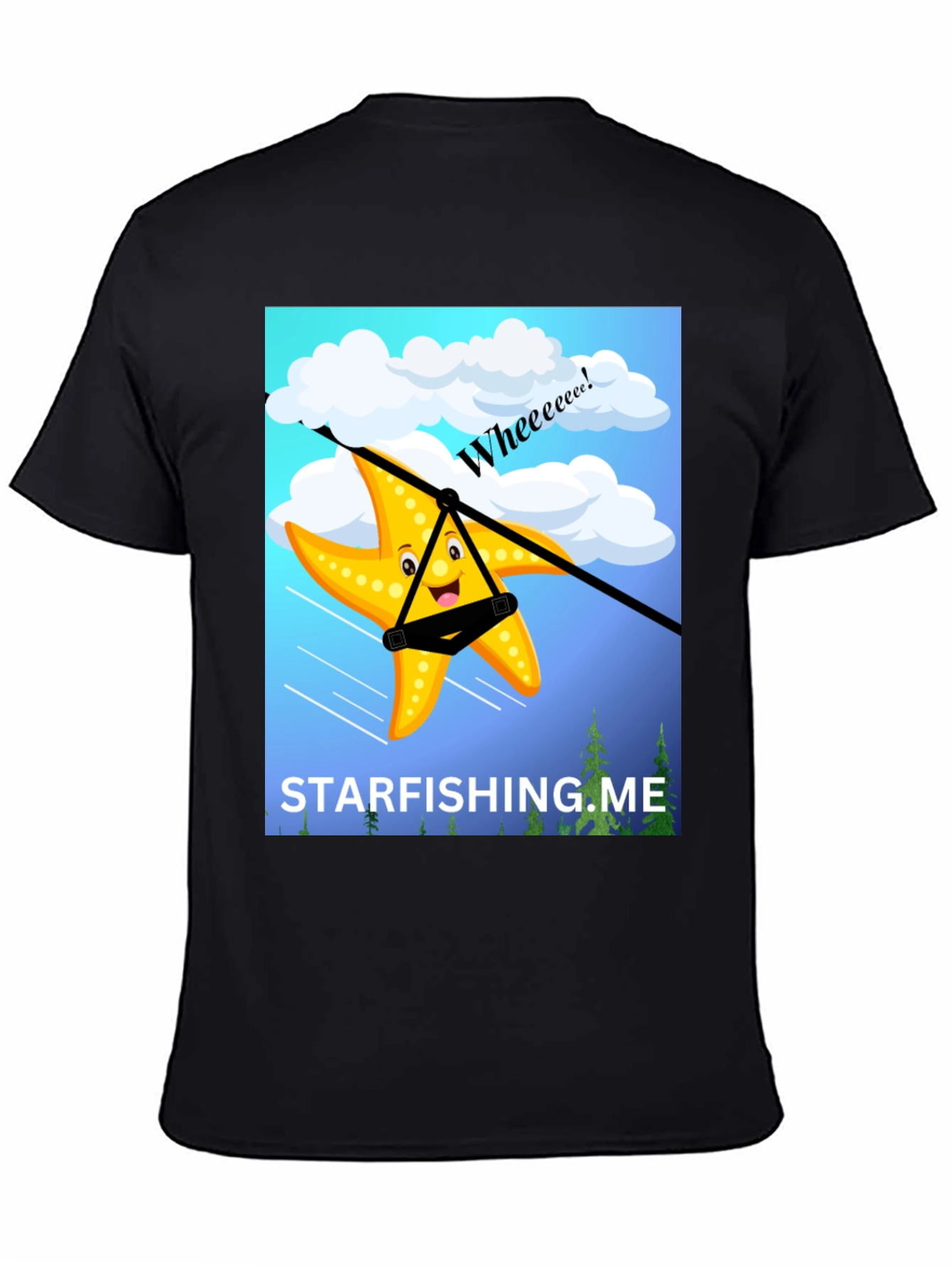 Black Starfishing.me Ziplining Starfish Graphic Tee view 4