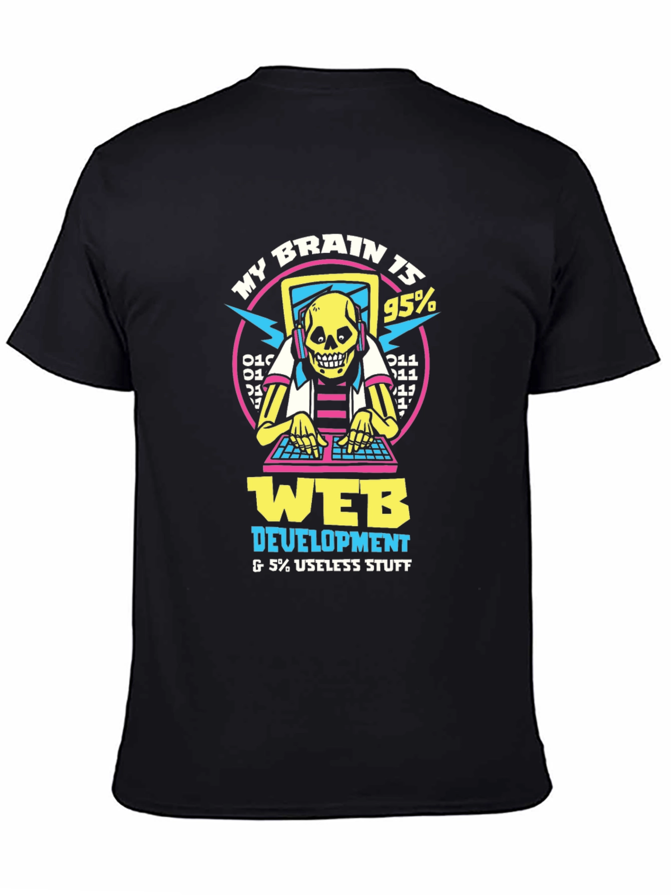 Black Web Developer Brain T-Shirt - Coding Humor Apparel view 4
