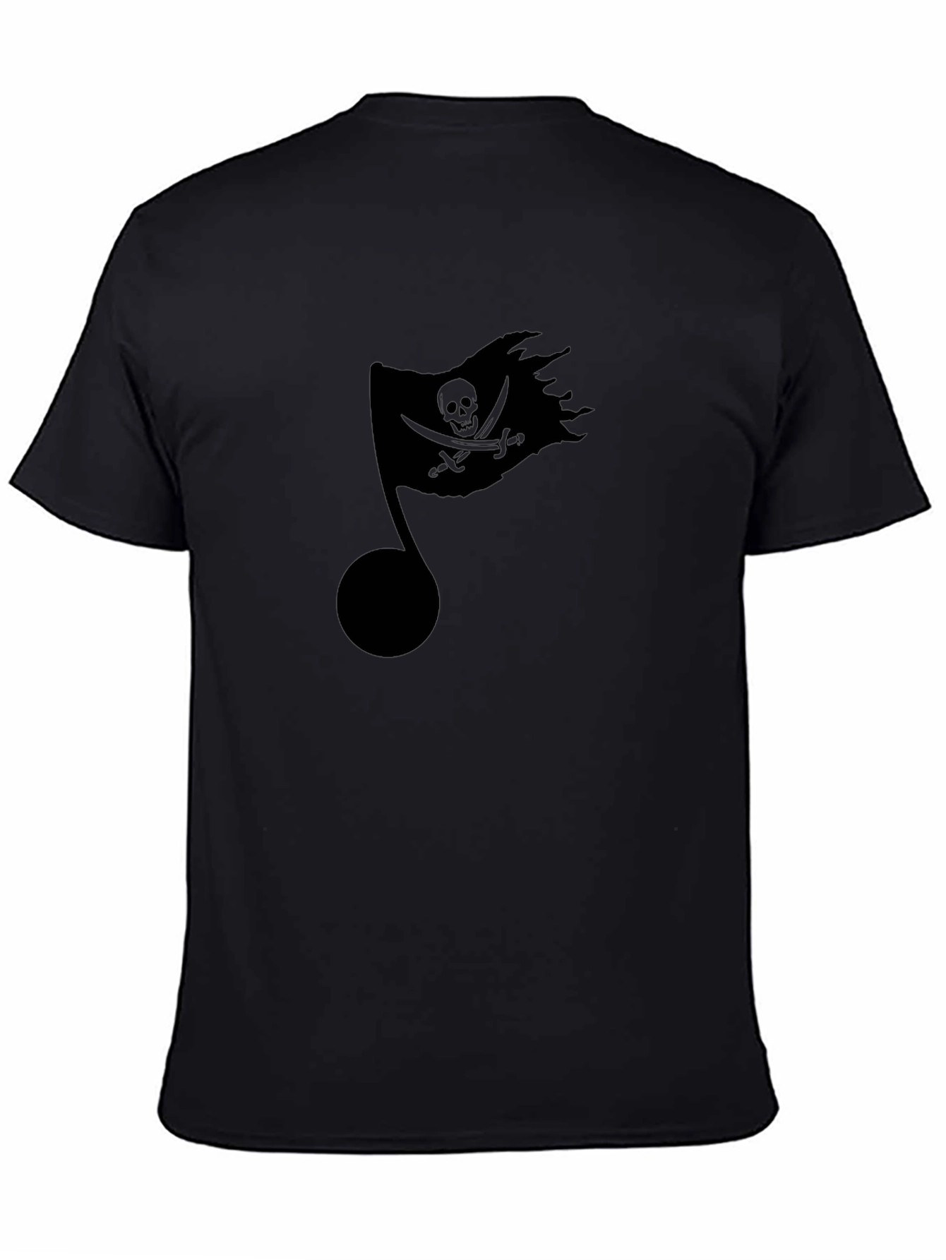 Black Pirate Flag Music Note Black T-Shirt view 4