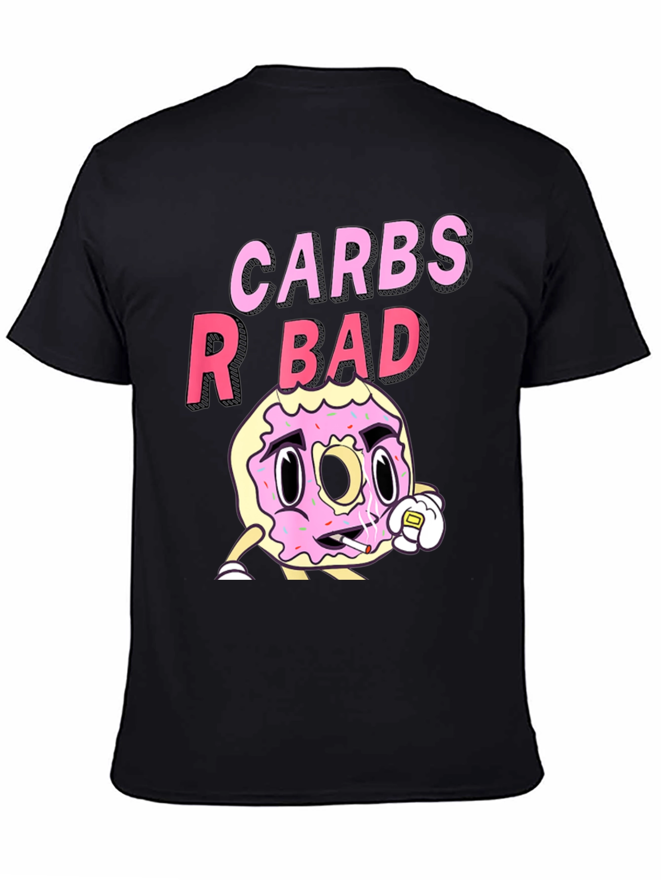 Black Carbs R Bad T-Shirt Funny Donut Design view 4
