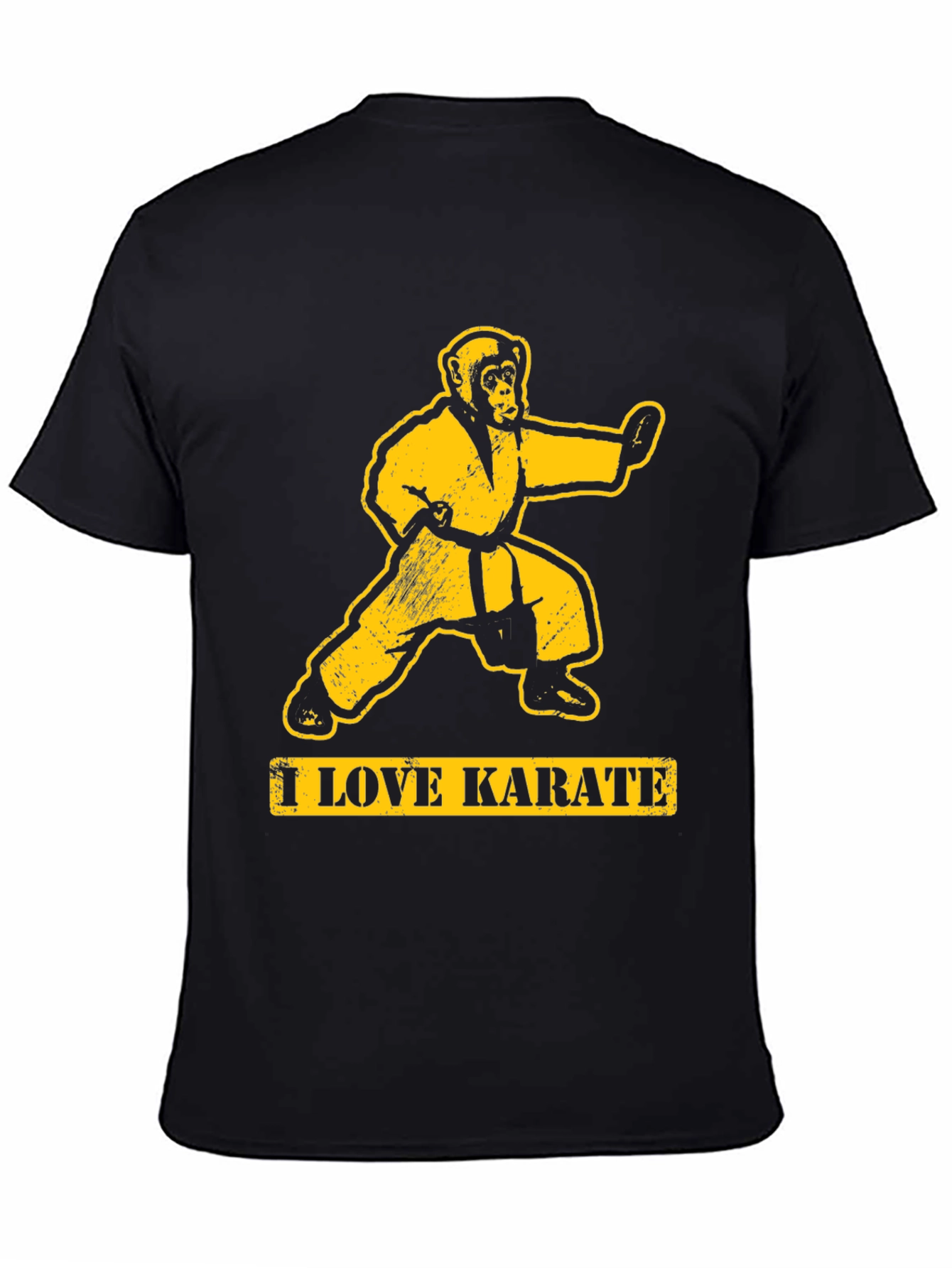 Black I Love Karate Monkey Graphic T-Shirt view 4