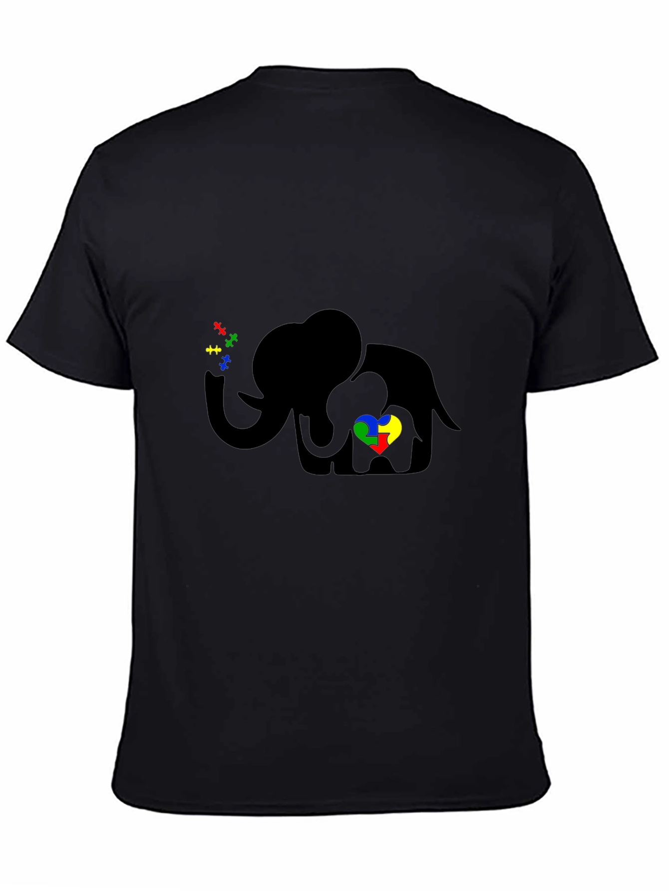 Black Autism Awareness Elephant T-Shirt view 4