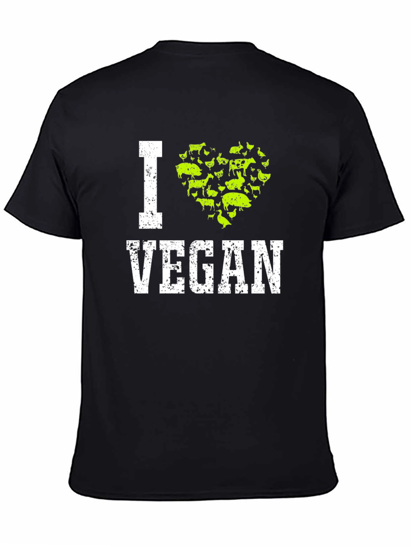 Black I Heart Vegan Graphic T-Shirt - Animal Lover Tee view 4