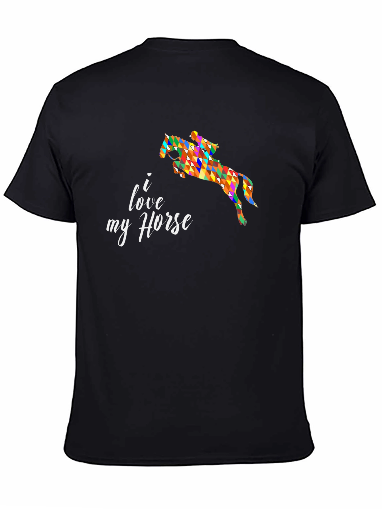 Black I Love My Horse T-Shirt Colorful Equestrian Tee view 4