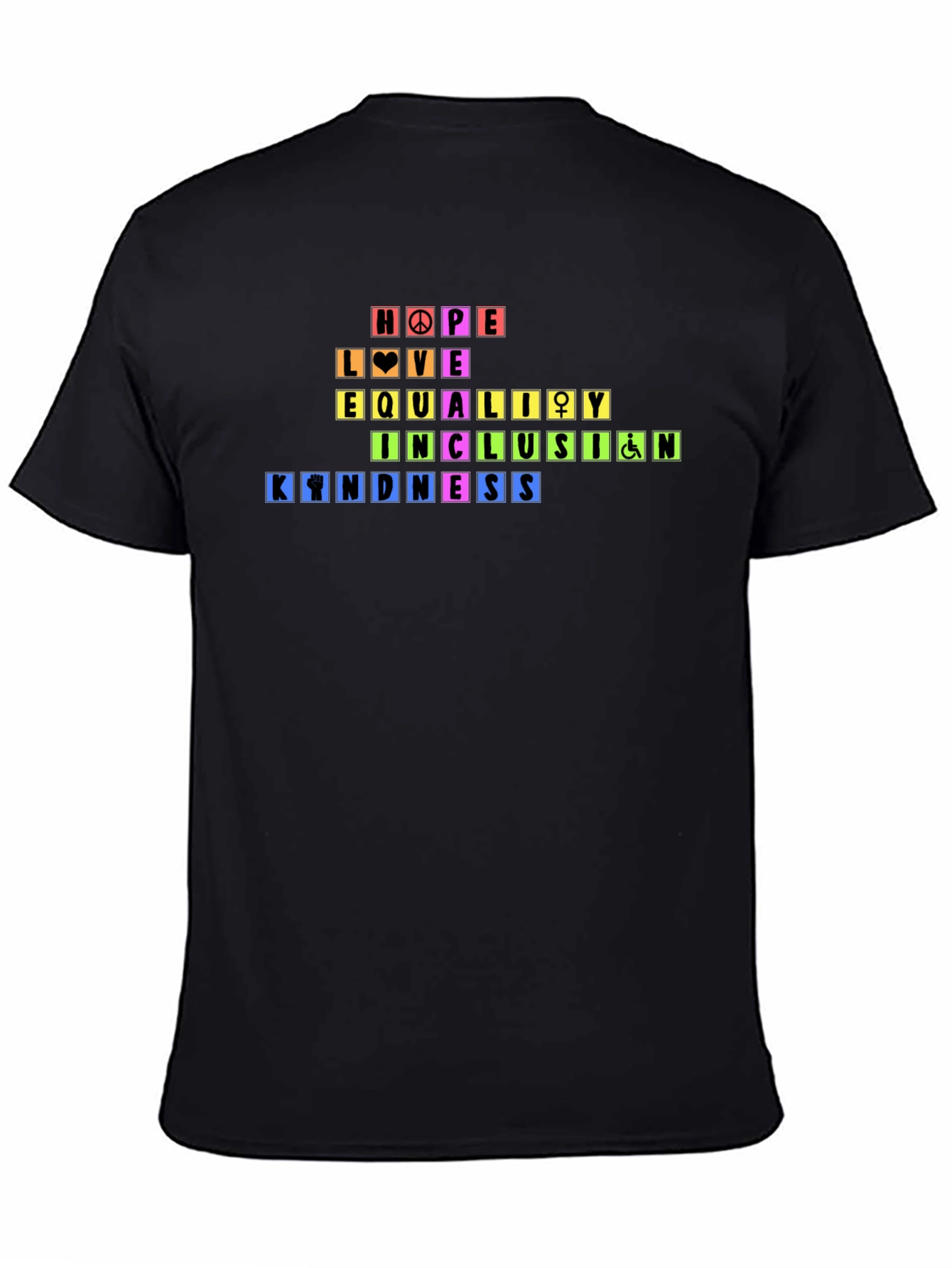 Black Rainbow Pride Hope Love Equality Kindness T-Shirt view 4