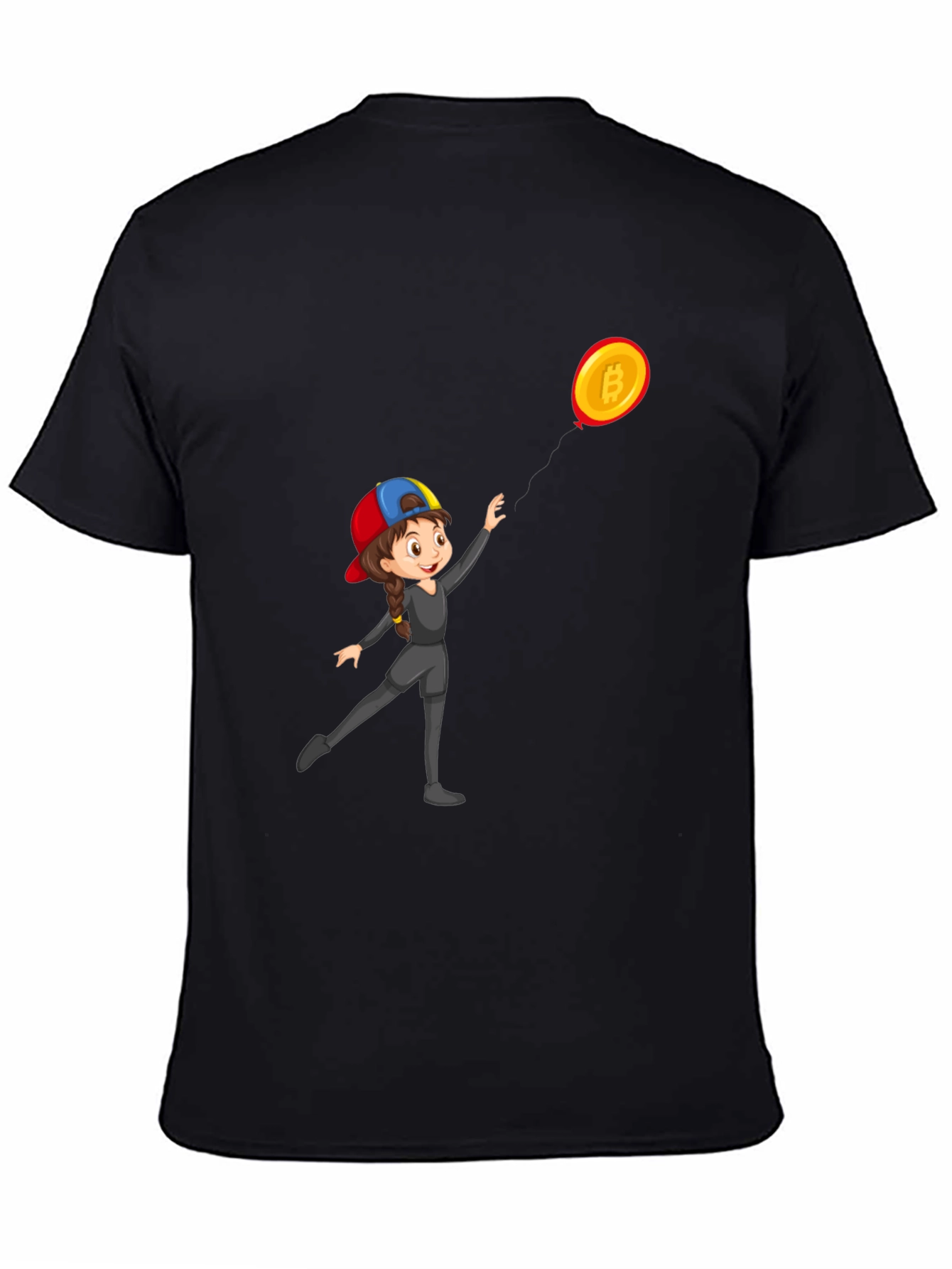Black Bitcoin Girl Black T-Shirt: Crypto Fashion view 4