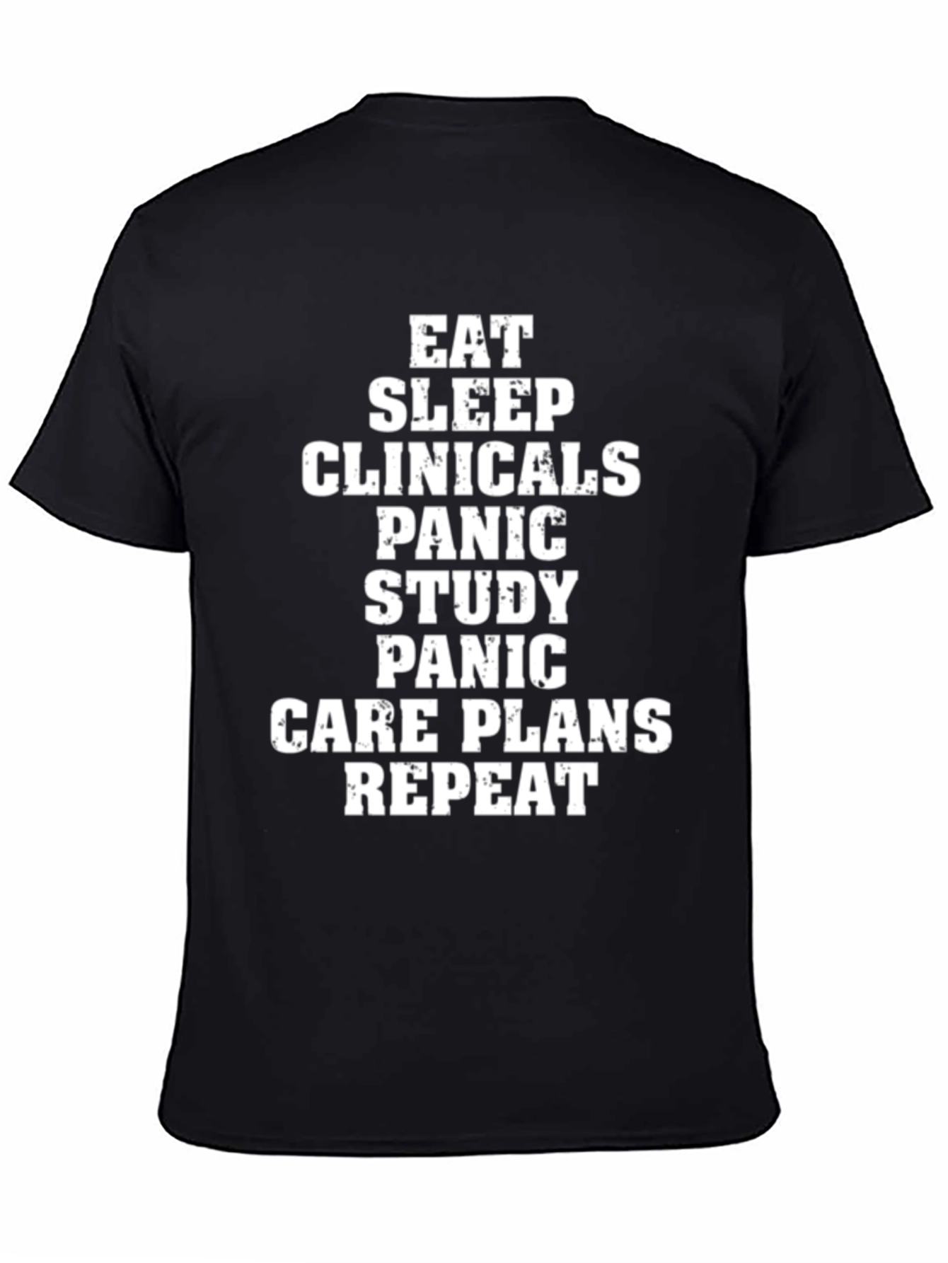 Black Eat Sleep Clinicals Panic Repeat Black T-Shirt view 4