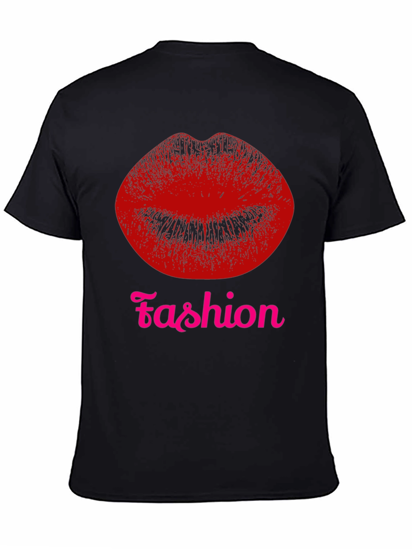 Black Fashion Lips Graphic Tee - Black T-Shirt view 4