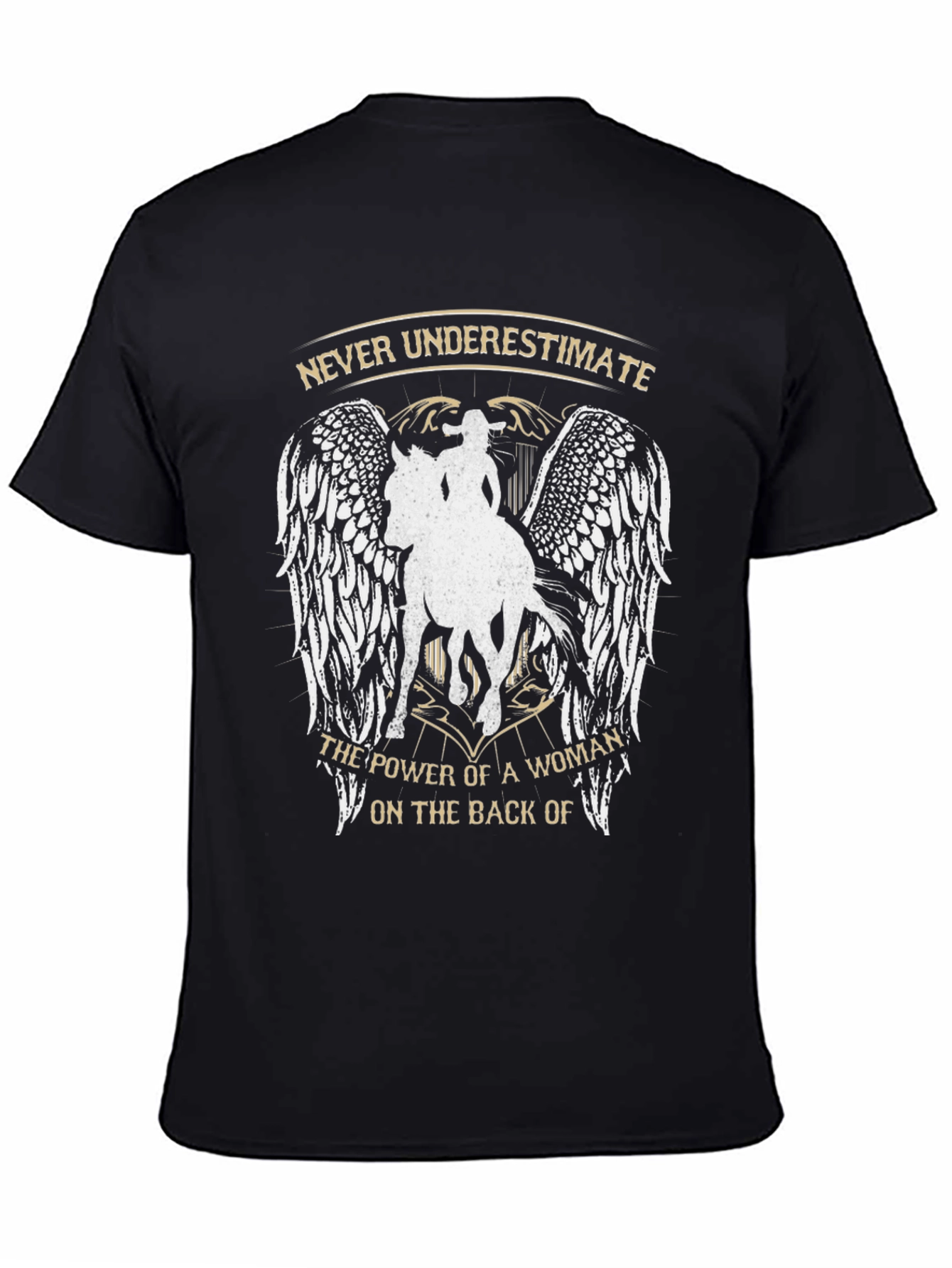 Black Never Underestimate Woman on Horseback Graphic Tee view 4