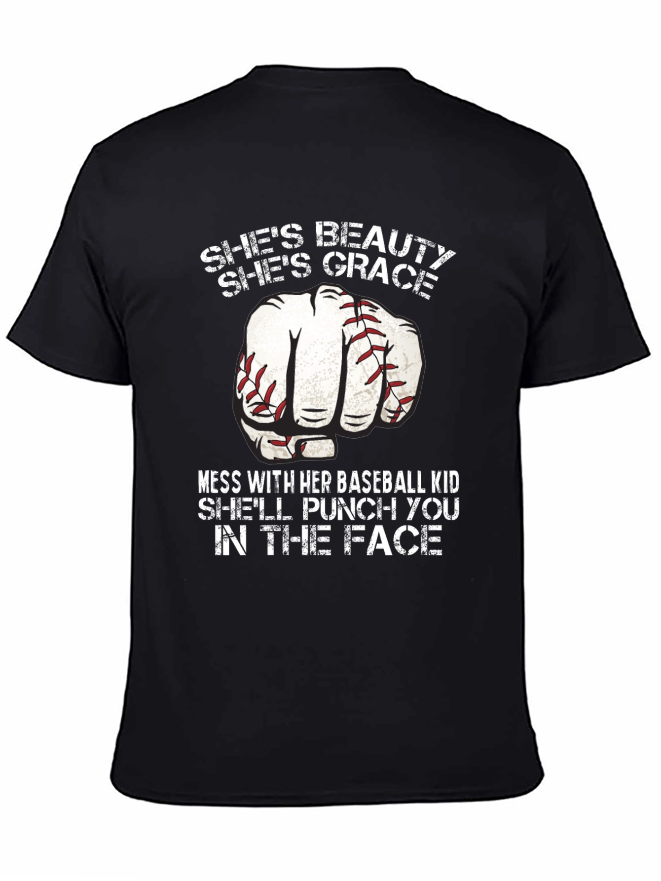 Black Baseball Mom Punch T-Shirt - Beauty and Grace view 4