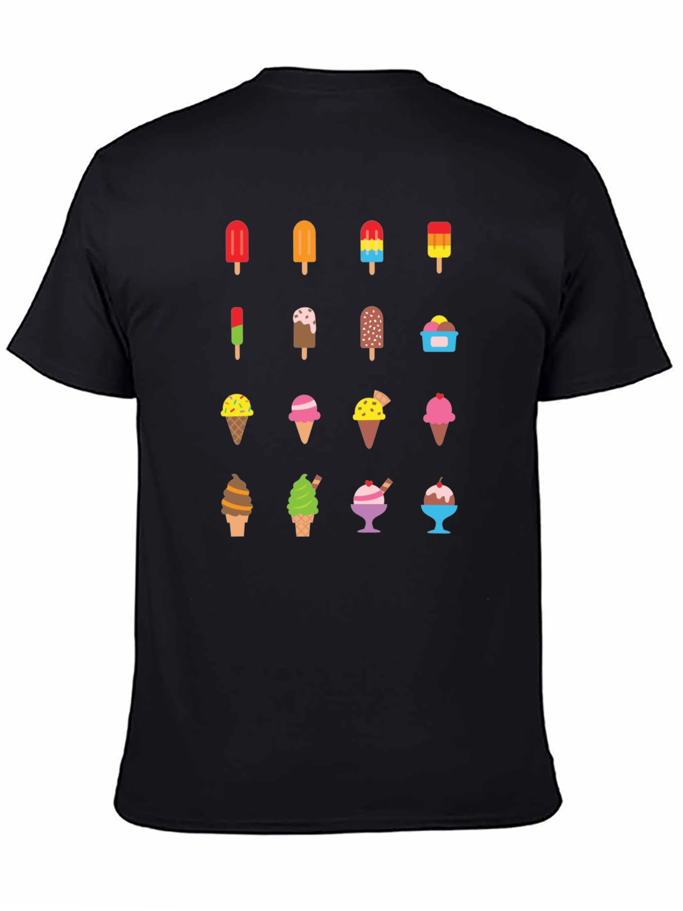 Black Ice Cream Graphic Print Black T-Shirt view 4