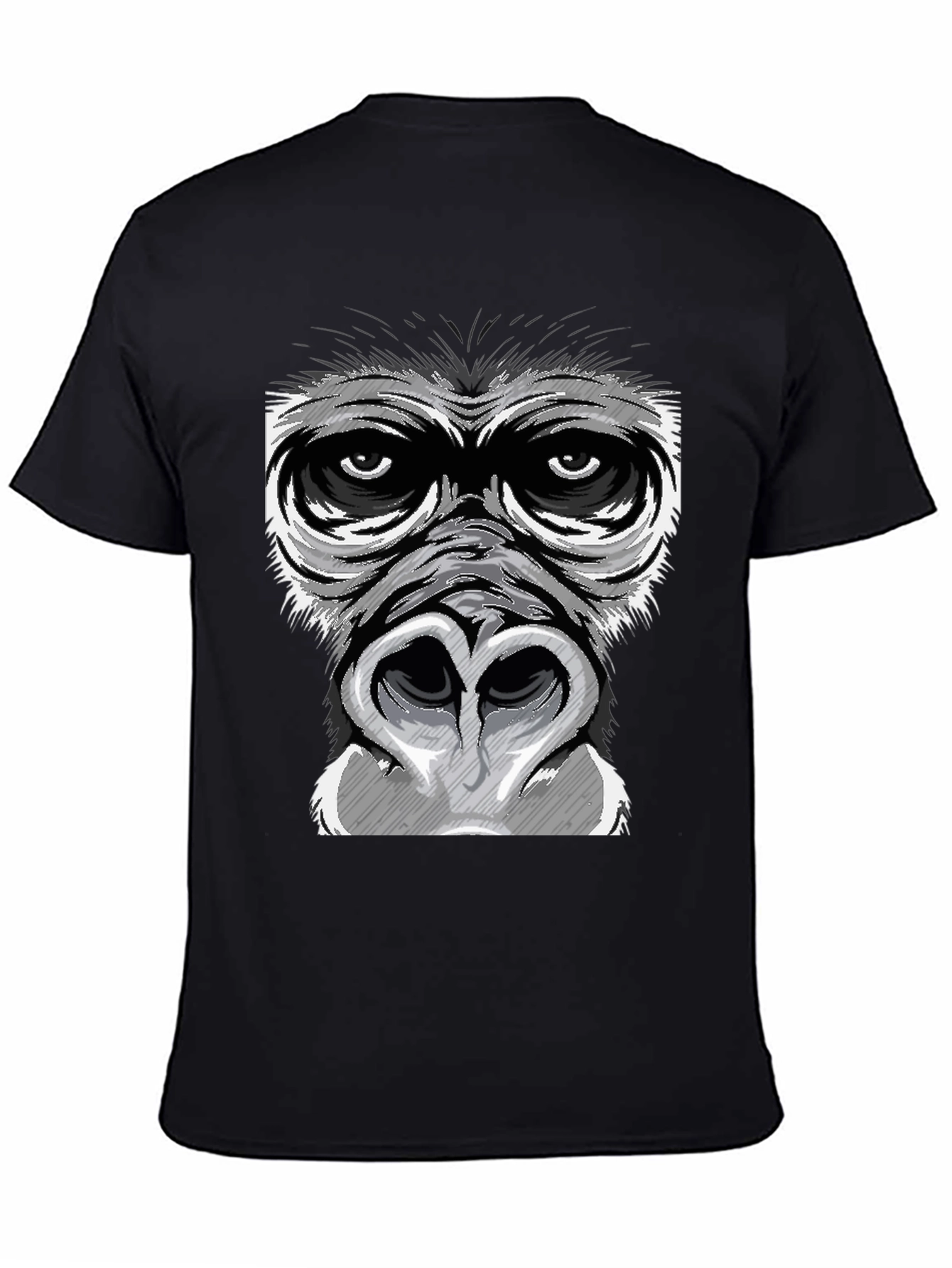 Black Gorilla Face Graphic Print Black T-Shirt view 4