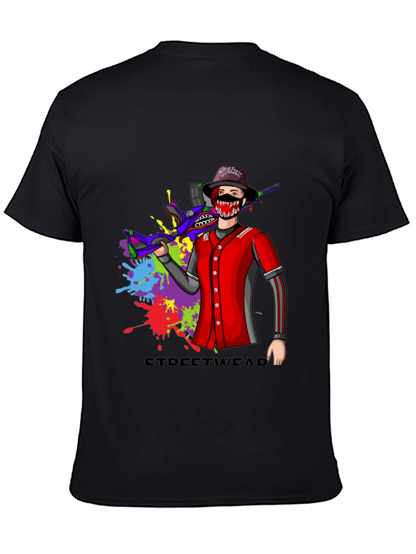 Black Streetwear Style Graphic T-Shirt - Bold Design view 4