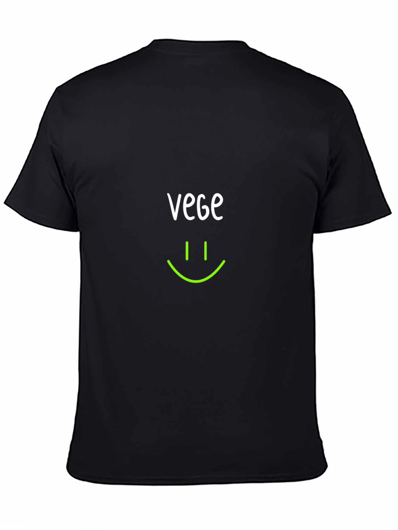 Black Vegan Smile T-Shirt -  Black, Crew Neck view 4