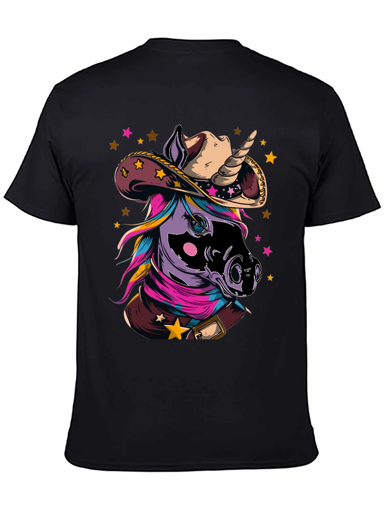 Black Cowboy Unicorn T-Shirt - Western Style Tee view 4