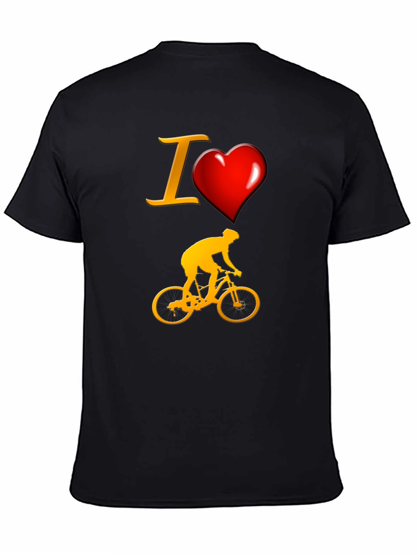 Black I Love Biking T-Shirt - Sporty Cyclist Tee view 4