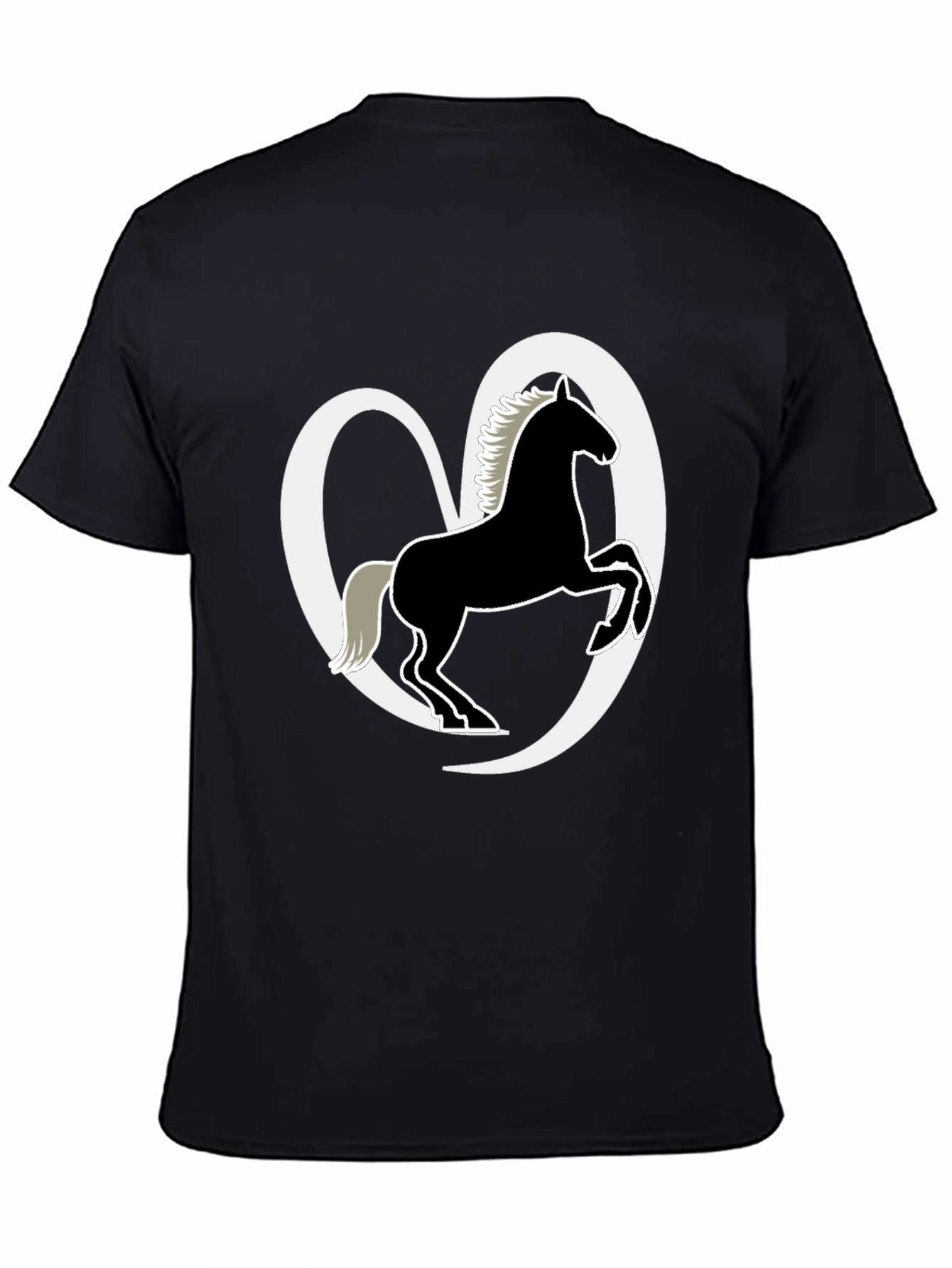 Black Horse Lover's Tee - Black Cotton Blend Shirt view 4