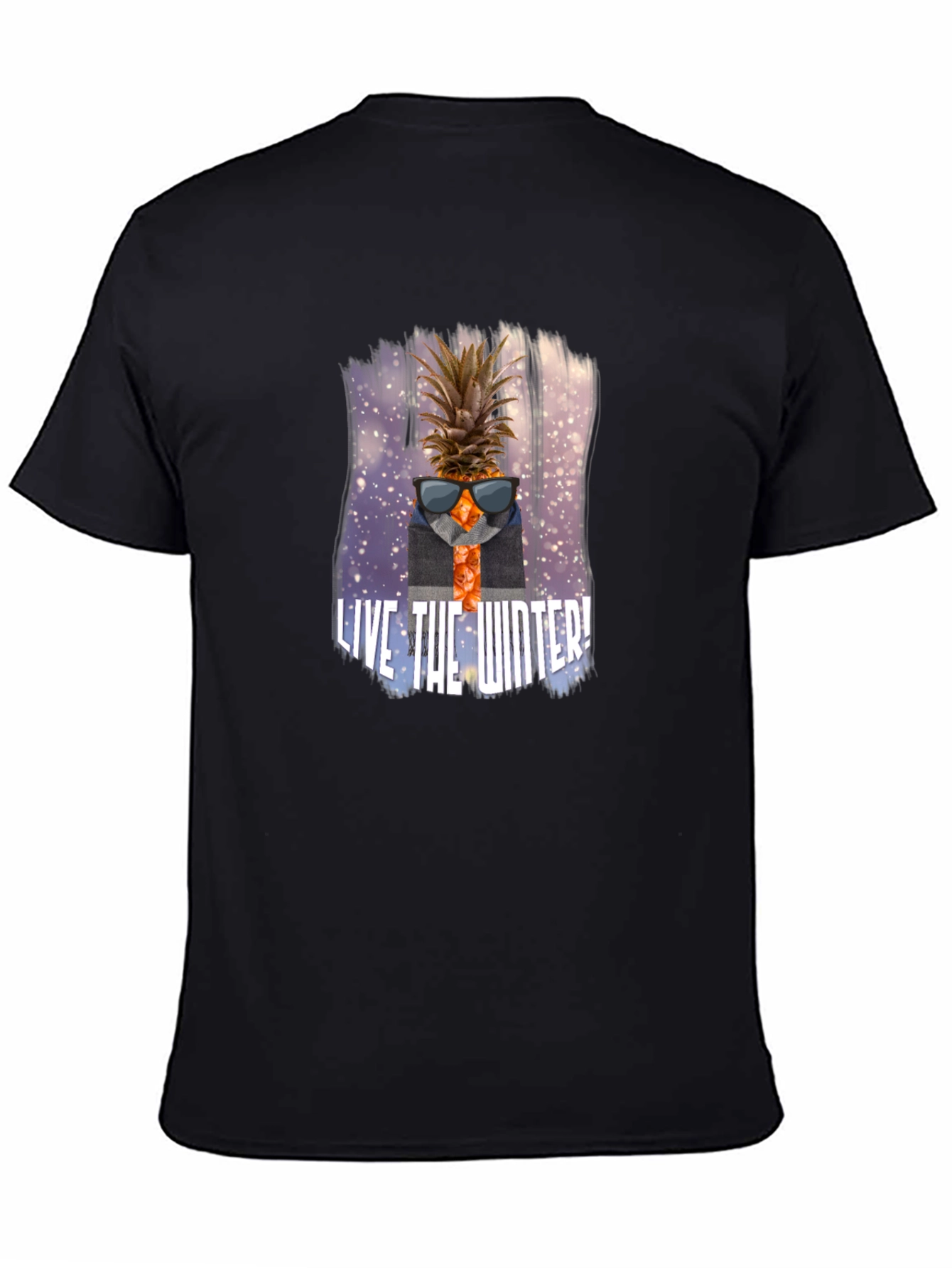 Black Pineapple Winter T-Shirt - Men's Black Graphic Tee view 4