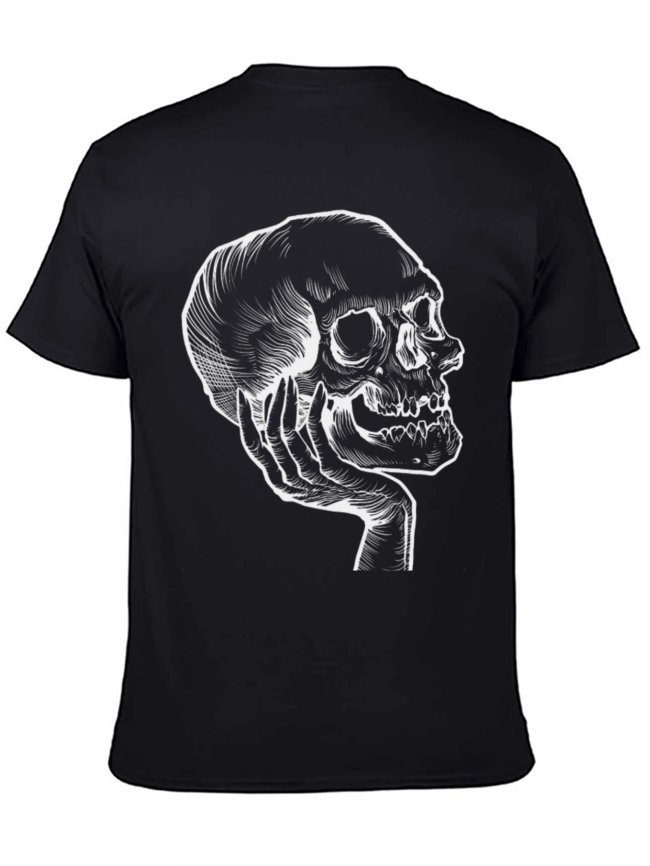 Skull Hand Graphic Tee - Black Cotton T-Shirt - 4