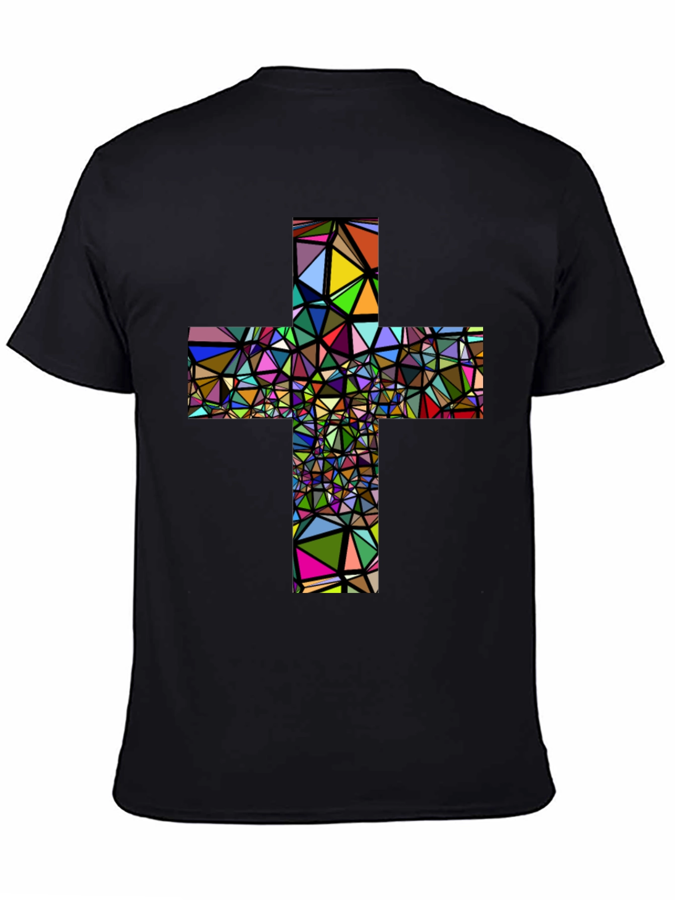 Black Geometric Cross Graphic T-Shirt - Black view 4