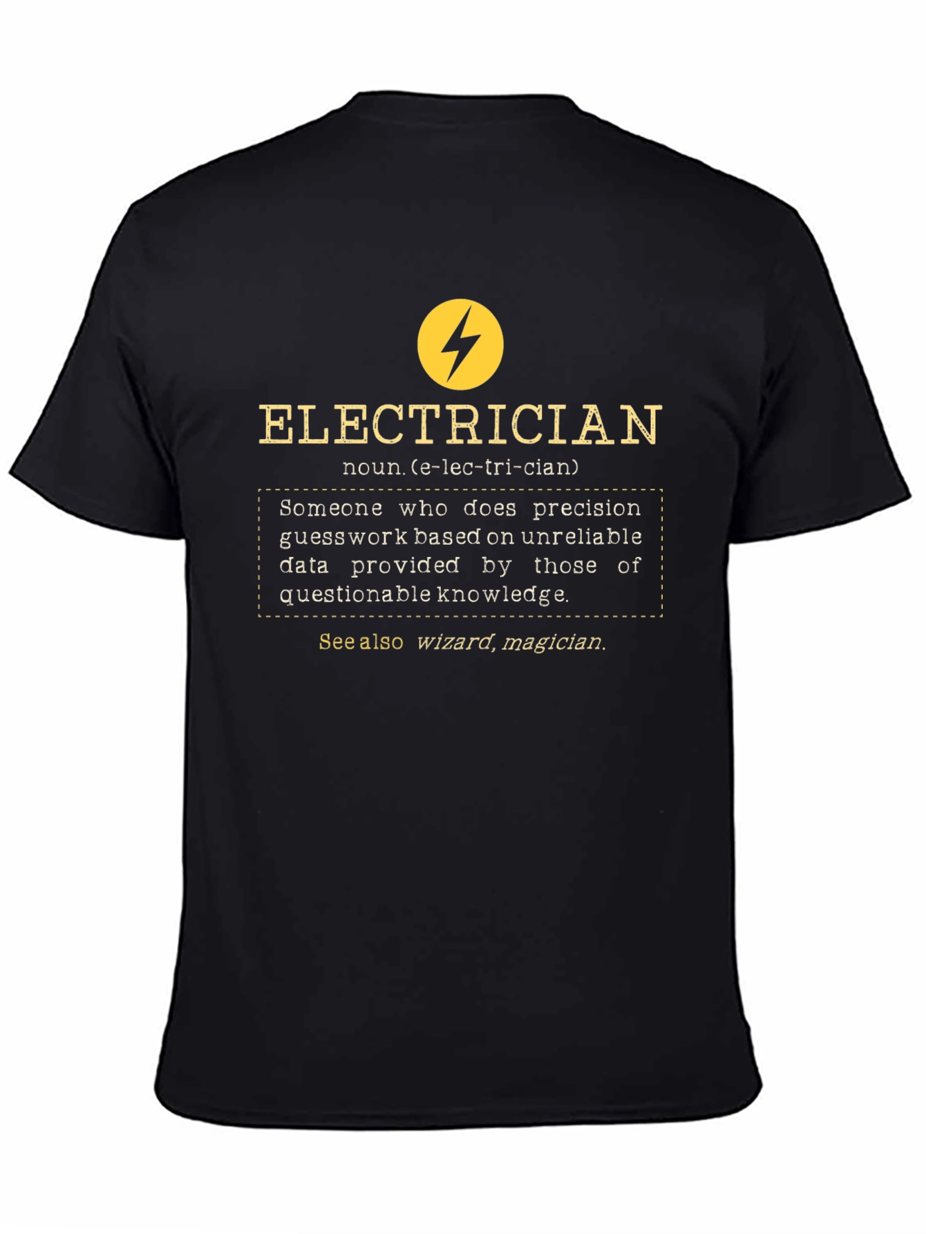 Black Electrician Definition Graphic Tee - Black view 4