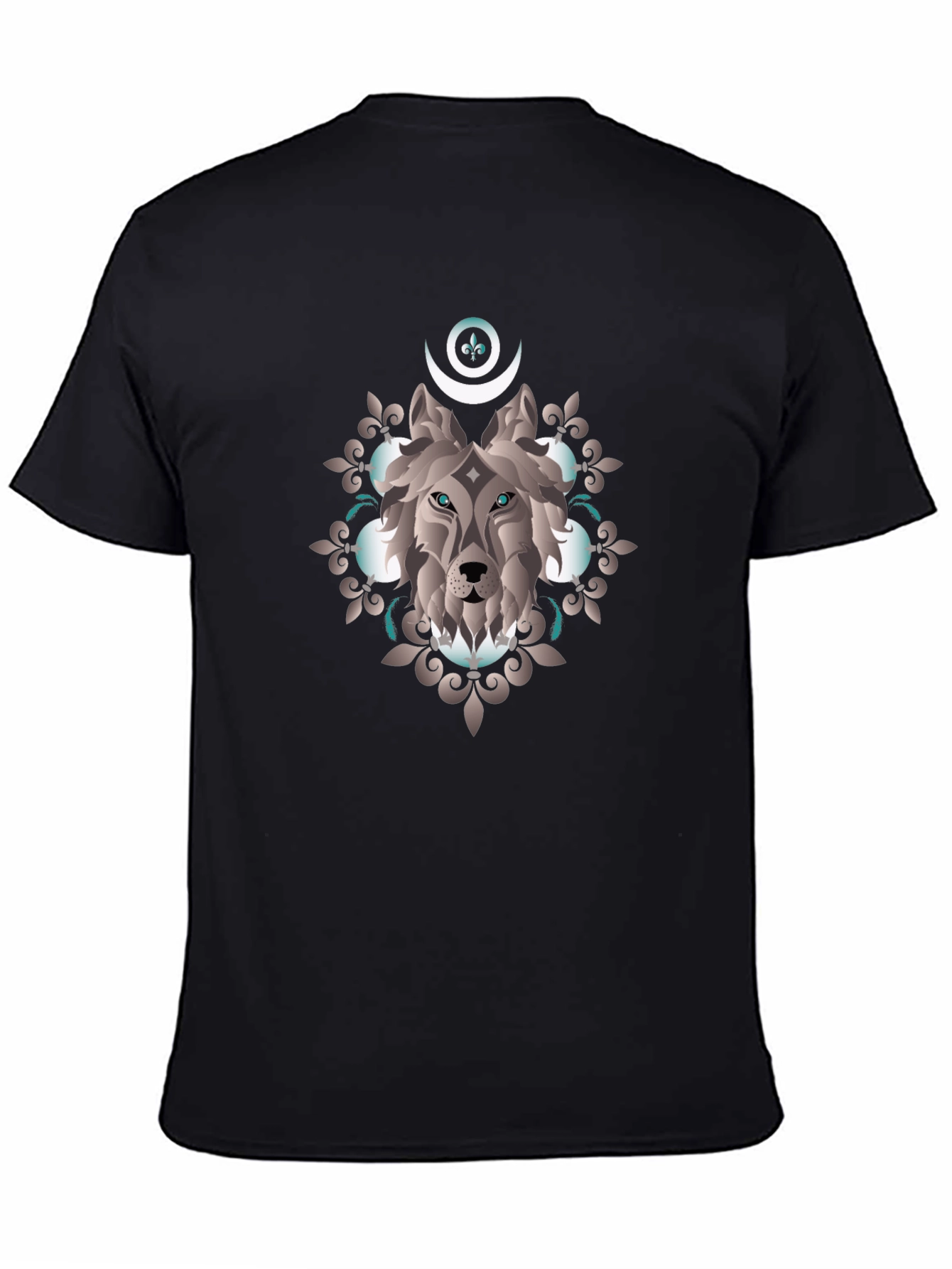 Black Mystic Wolf Graphic T-Shirt - Black view 4