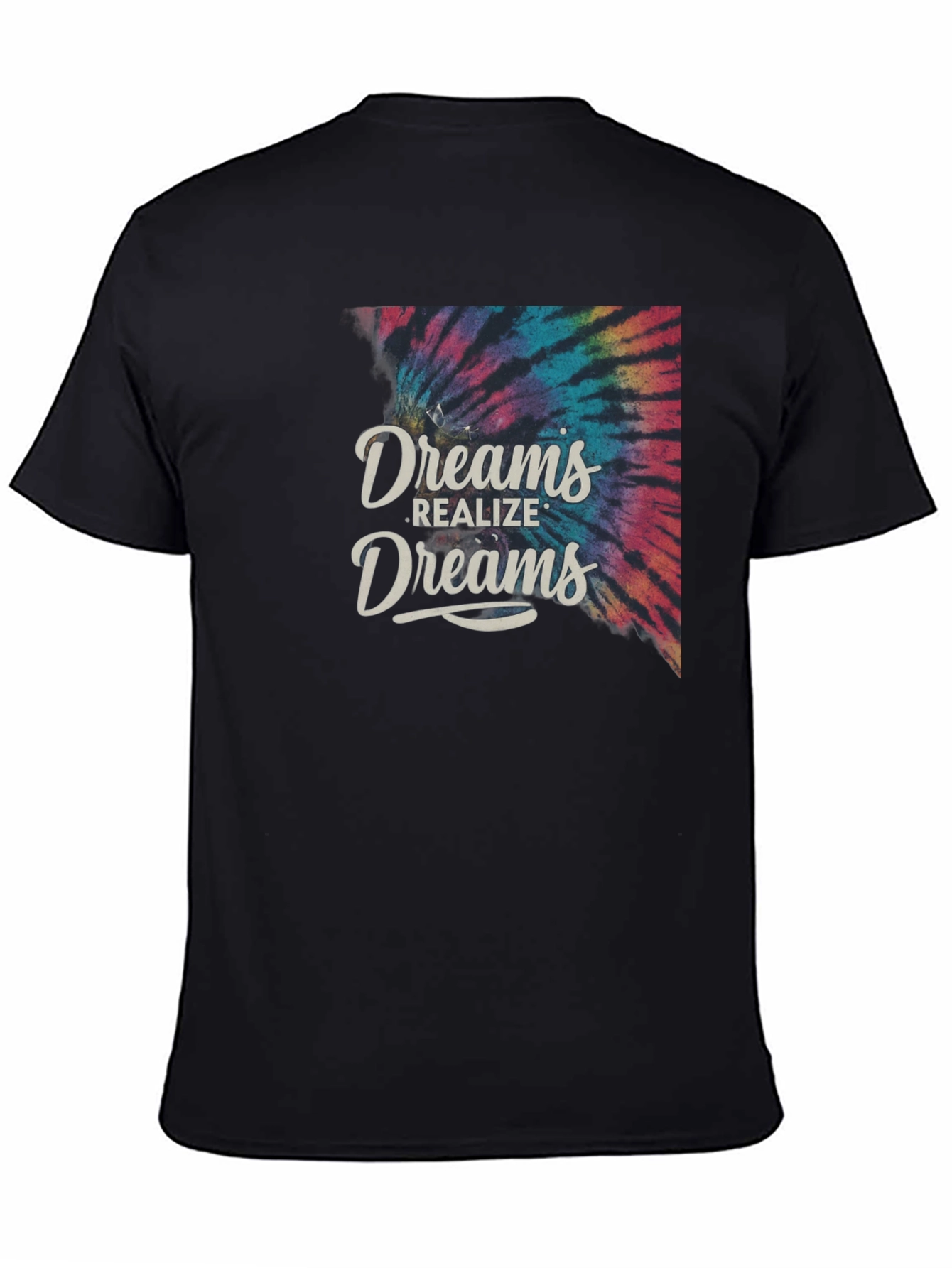 Black Dreams Realize Dreams Tie-Dye Graphic T-Shirt view 4