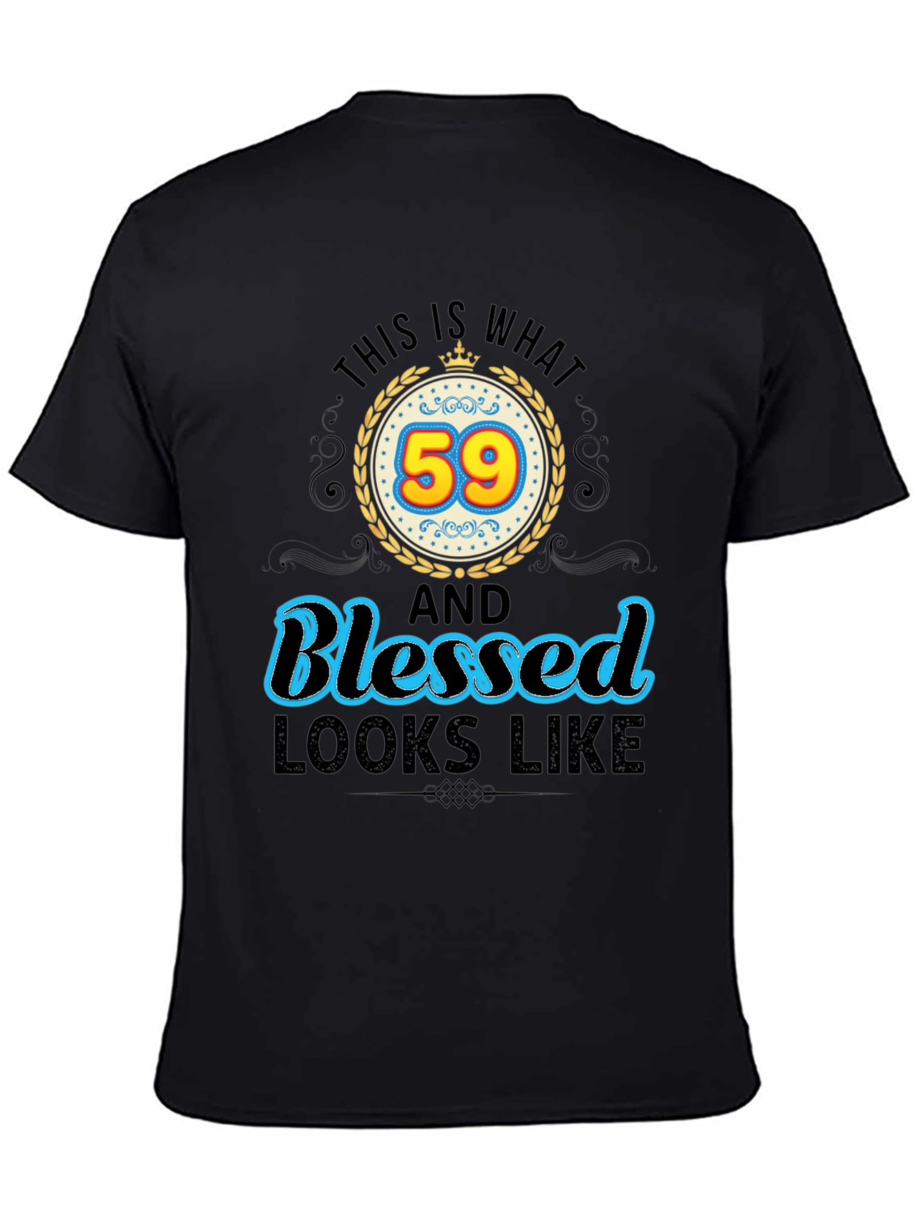 Black Blessed 59th Birthday Graphic T-Shirt view 4