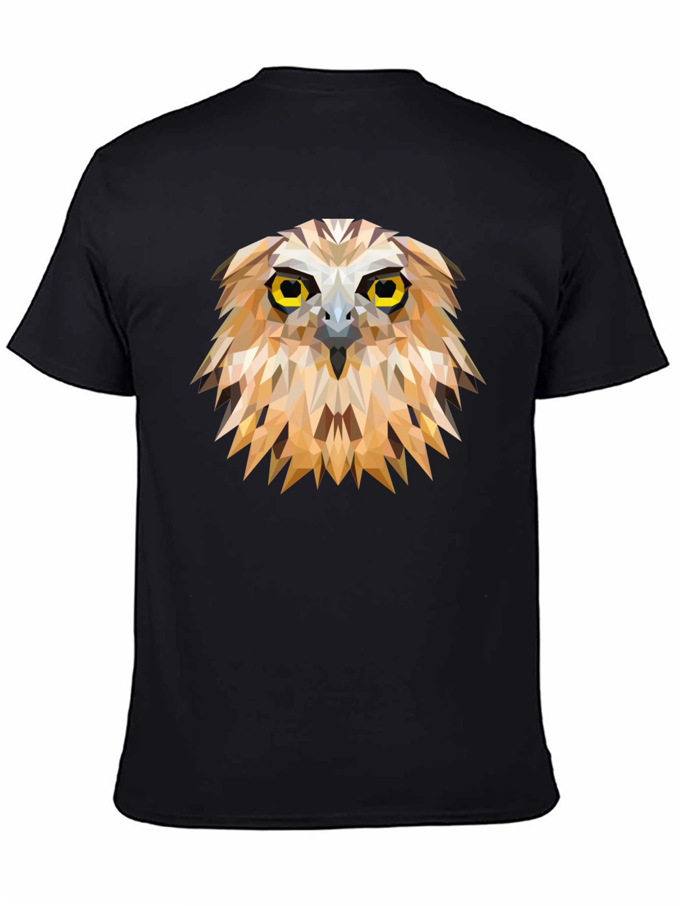 Black Geometric Owl Graphic Tee - Unique Men's Black T-Shirt view 4