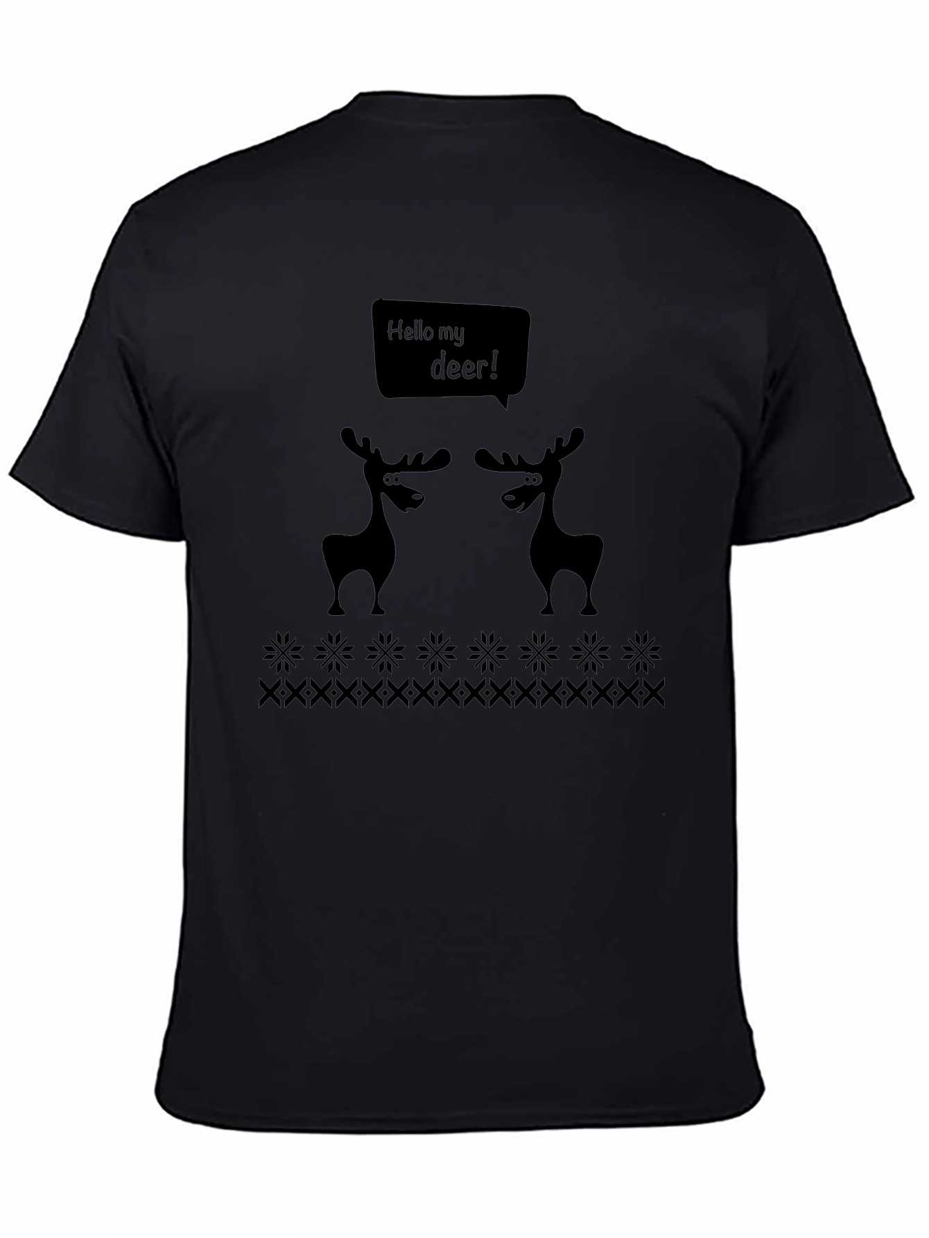 Black Hello My Deer Graphic T-Shirt - Black Crew Neck Tee view 4