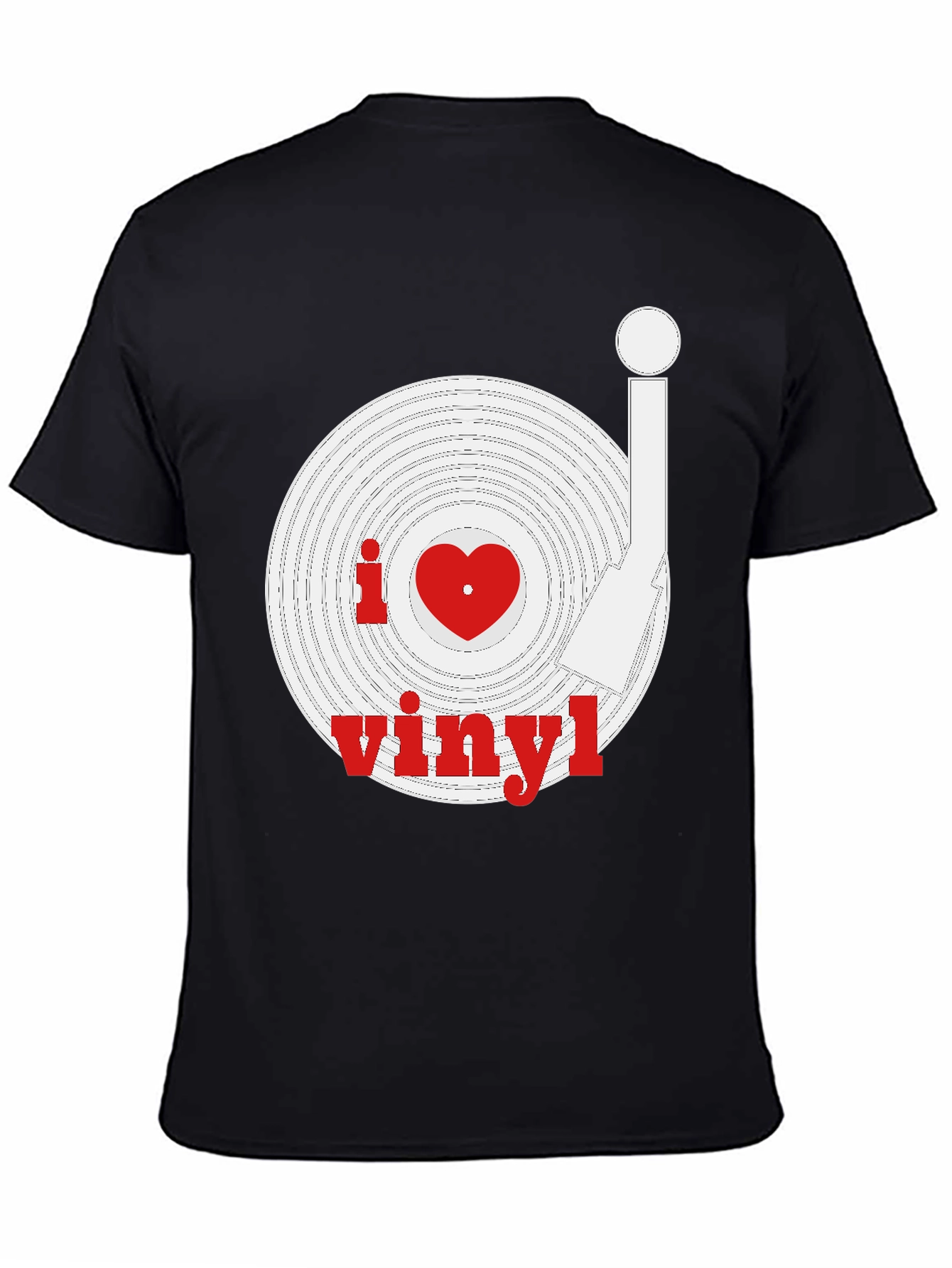 Black I Heart Vinyl Record Black T-Shirt view 4