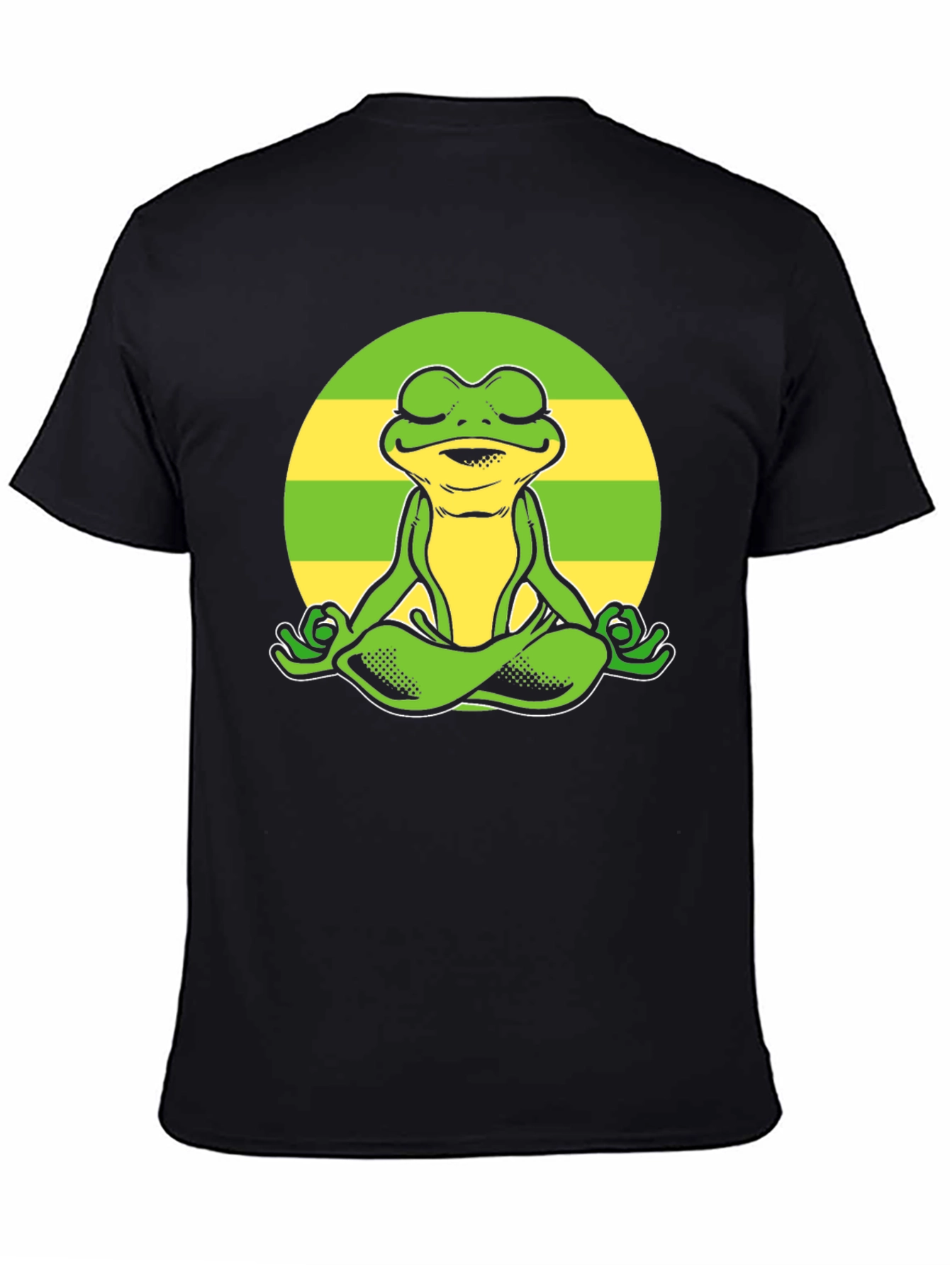 Black Zen Frog Graphic Tee - Meditating Amphibian T-Shirt view 4