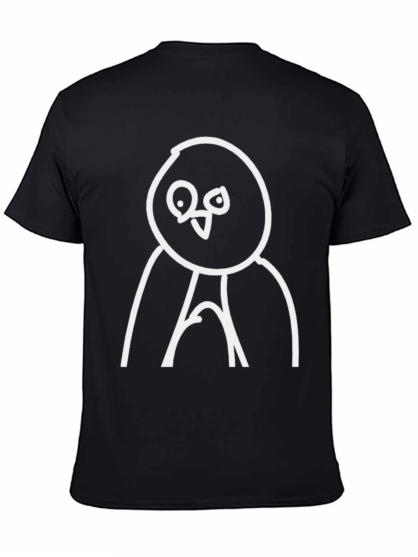 Black Quirky Cartoon Bird Graphic Tee - Black Cotton view 4