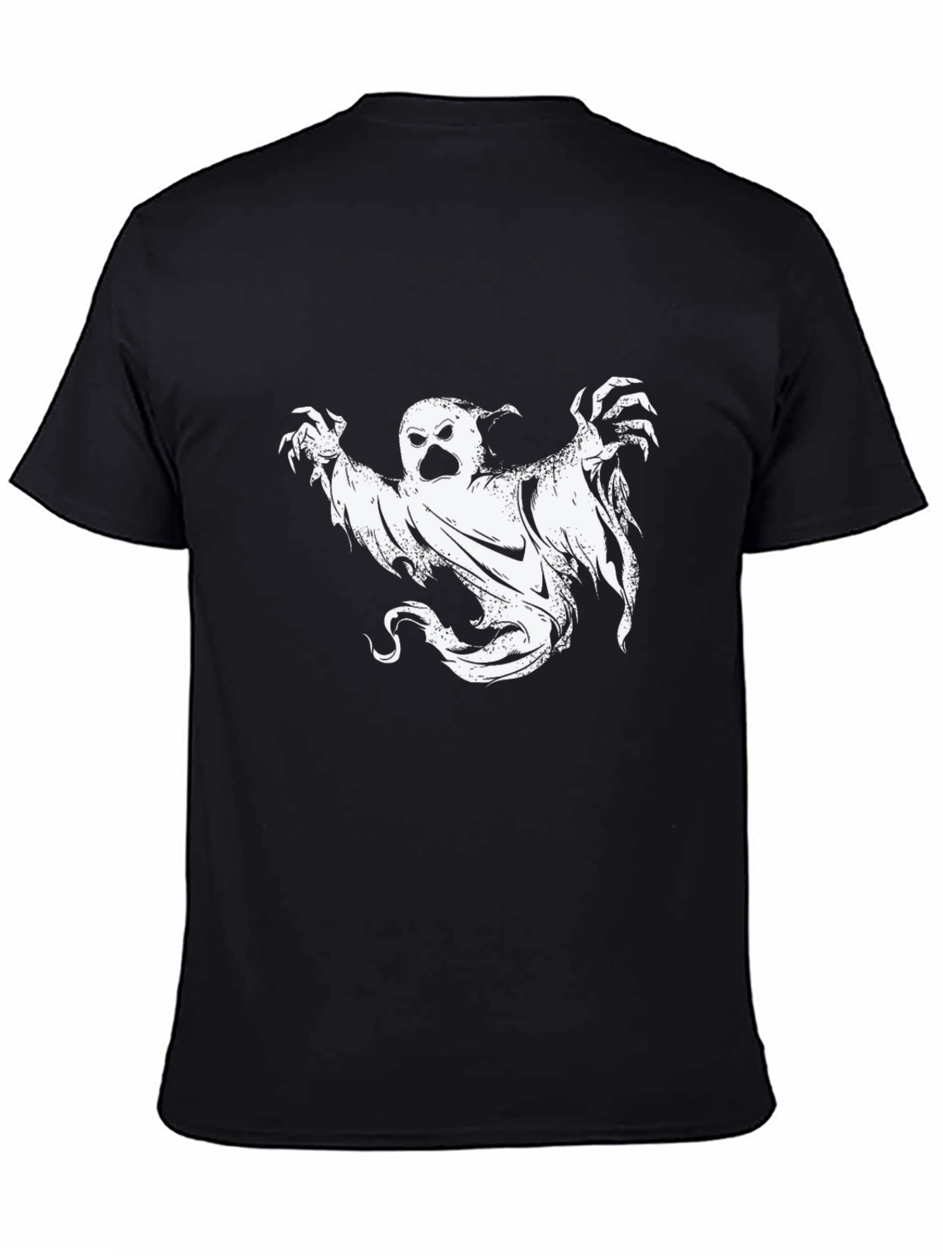 Black Ghost Graphic Tee - Men's Black Halloween T-Shirt view 4