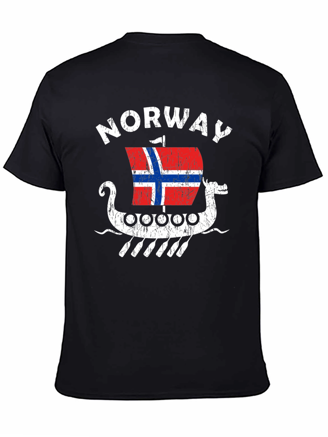 Norway Viking Ship T-Shirt - Men's Black Tee - 4